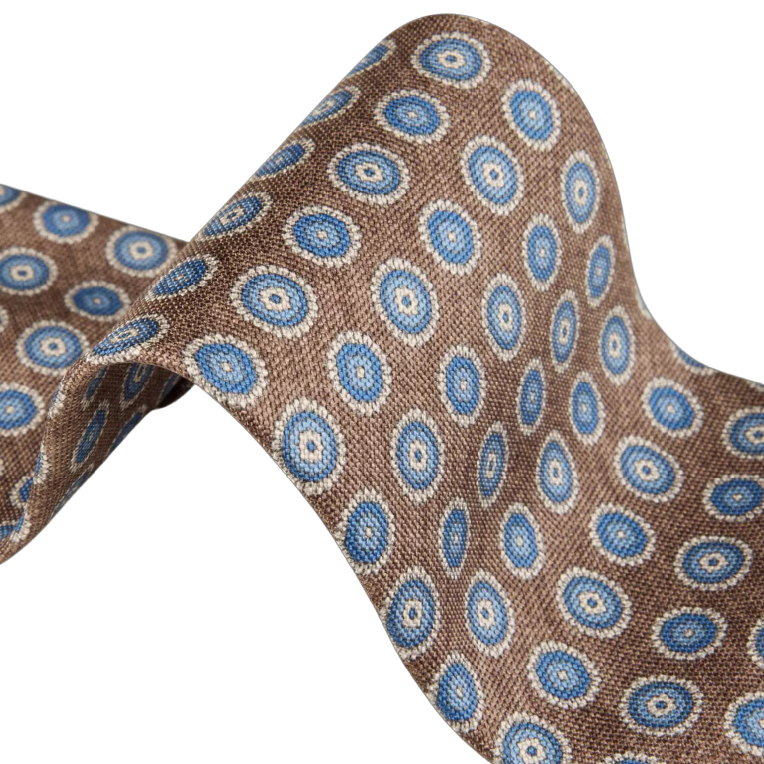 Brown Medallion Patterned Silk Tie - Stenströms - Image 3