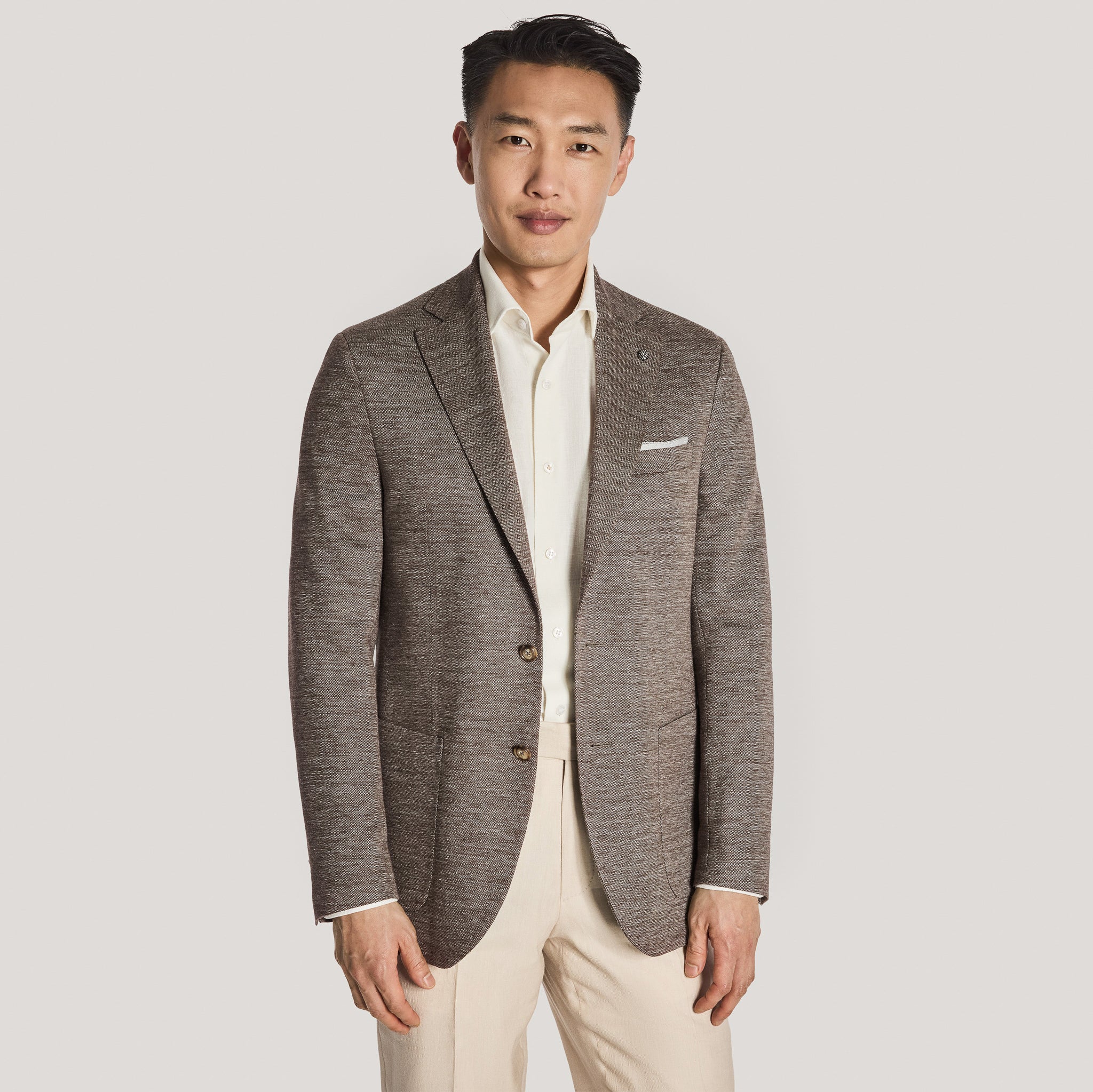 Brown Mélange Loro Piana Summertime Hartford Contemporary Fit Sport Jacket - Jack Victor