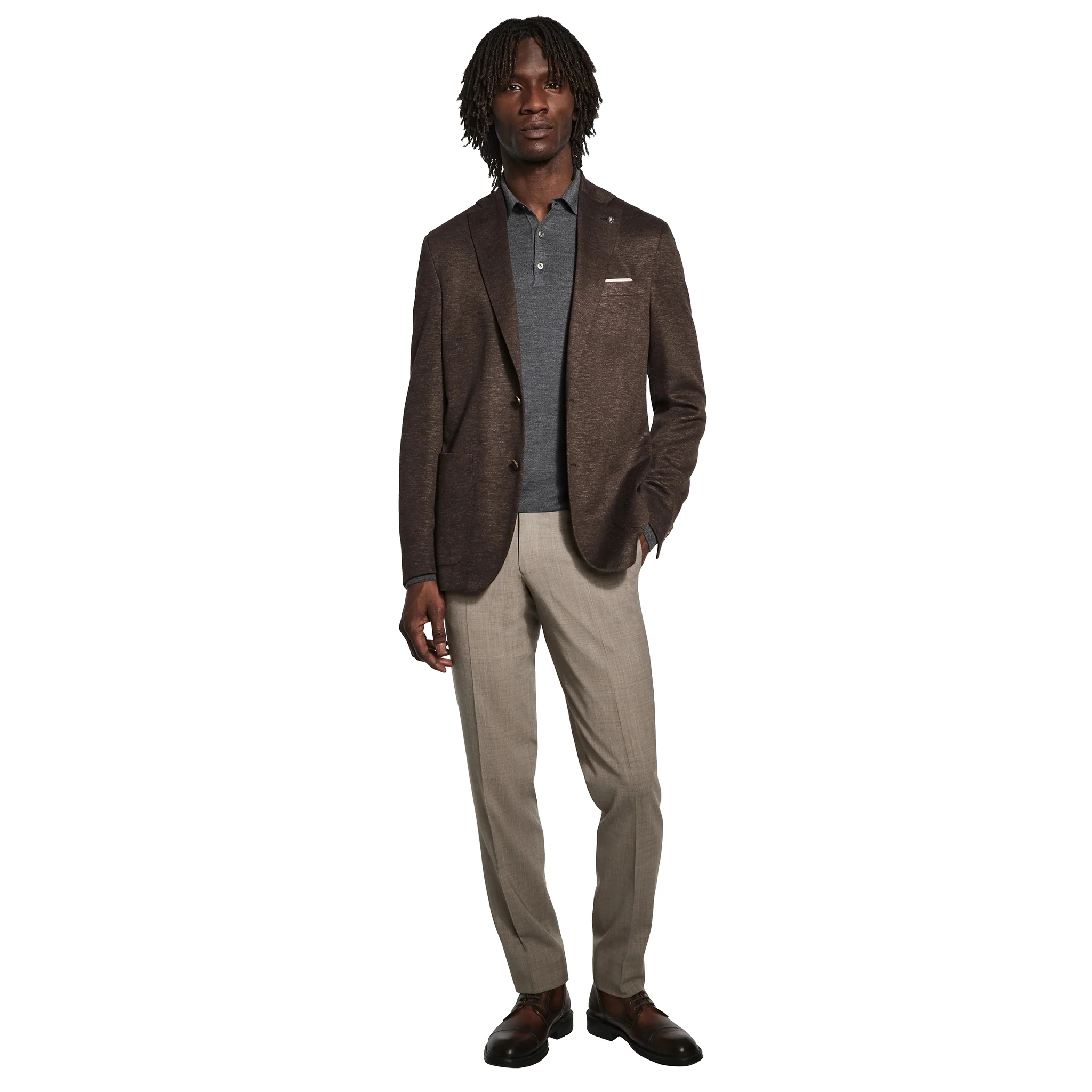 Brown Mélange Loro Piana Silk Air Hartford Contemporary Fit Sport Jacket - Jack Victor - Image 2