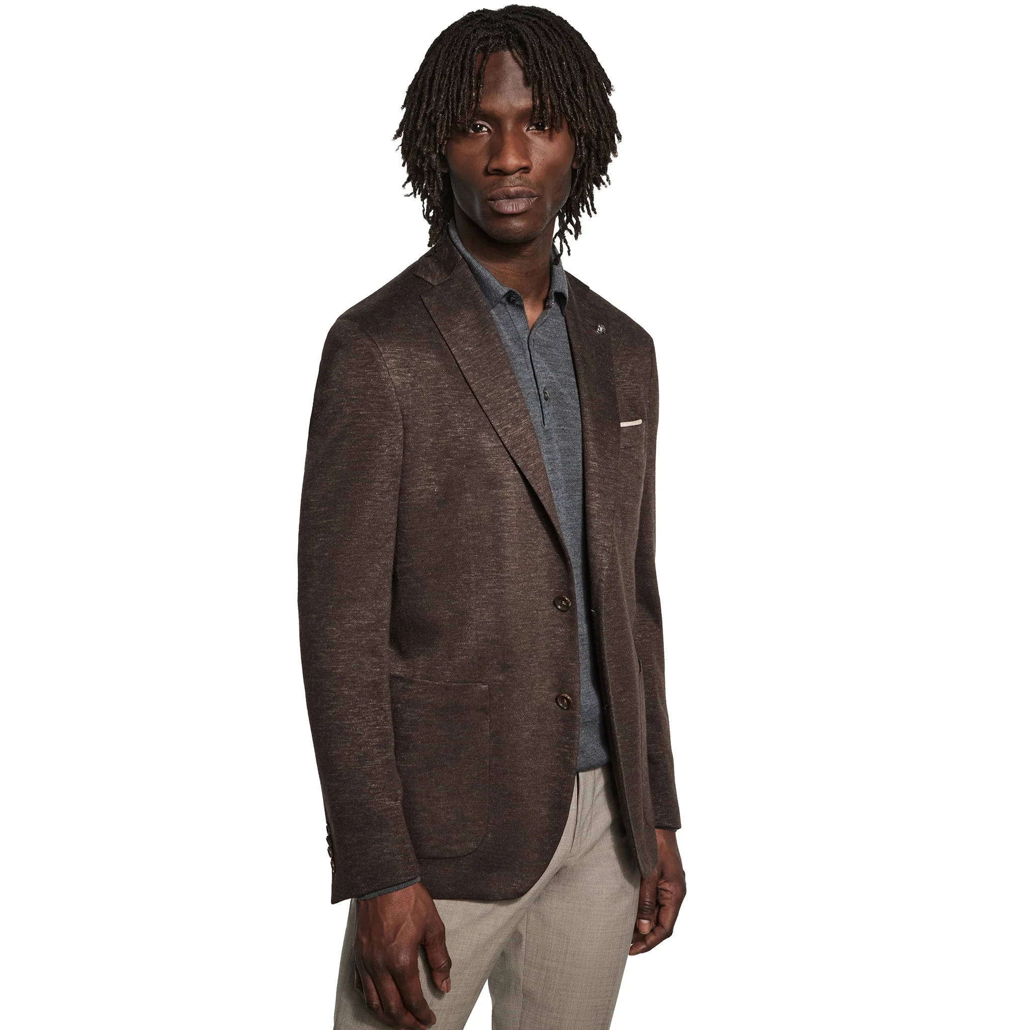 Brown Mélange Loro Piana Silk Air Hartford Contemporary Fit Sport Jacket - Jack Victor - Image 4