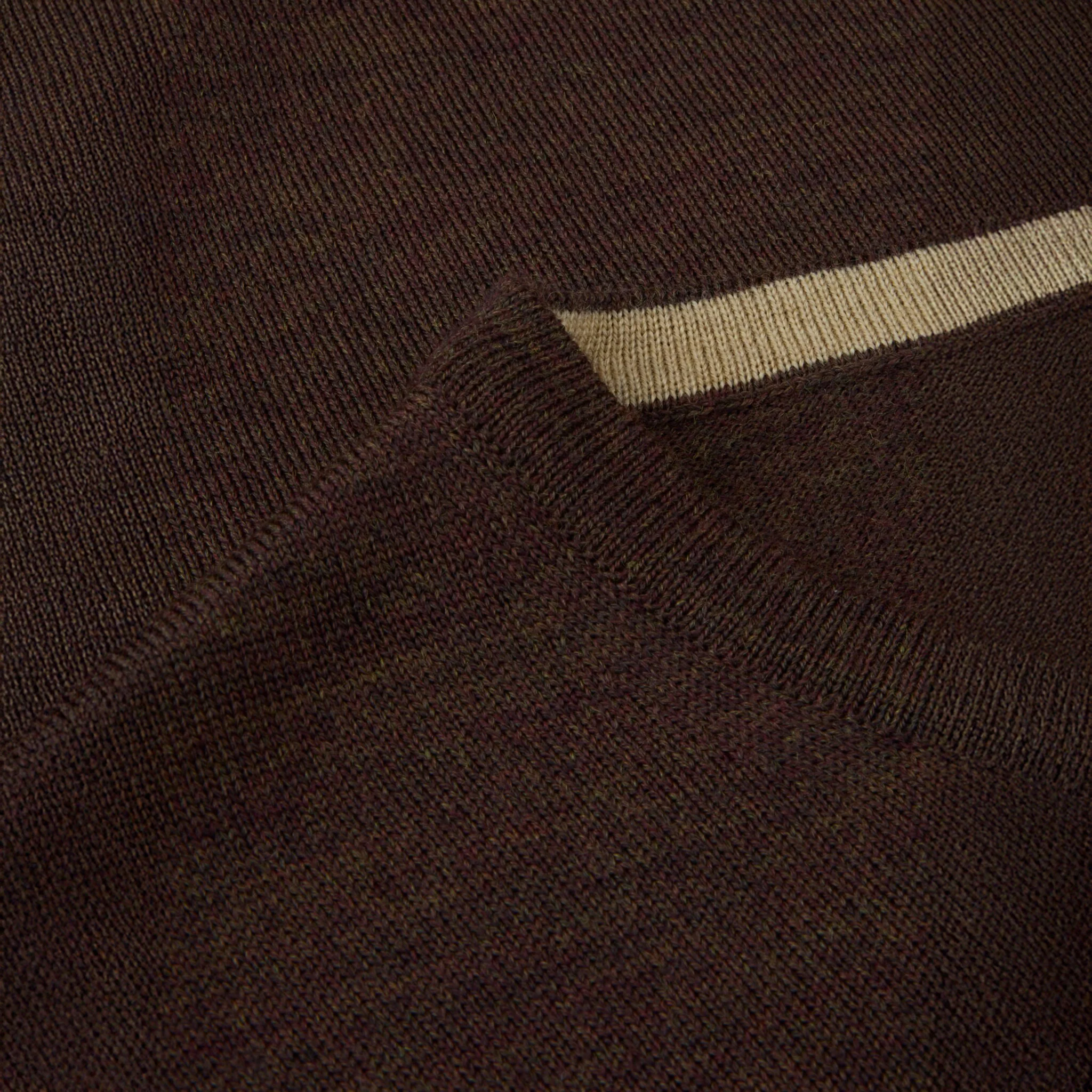 Brown Merino Wool Crew Neck Sweater w/ Patch - Stenströms - Image 3