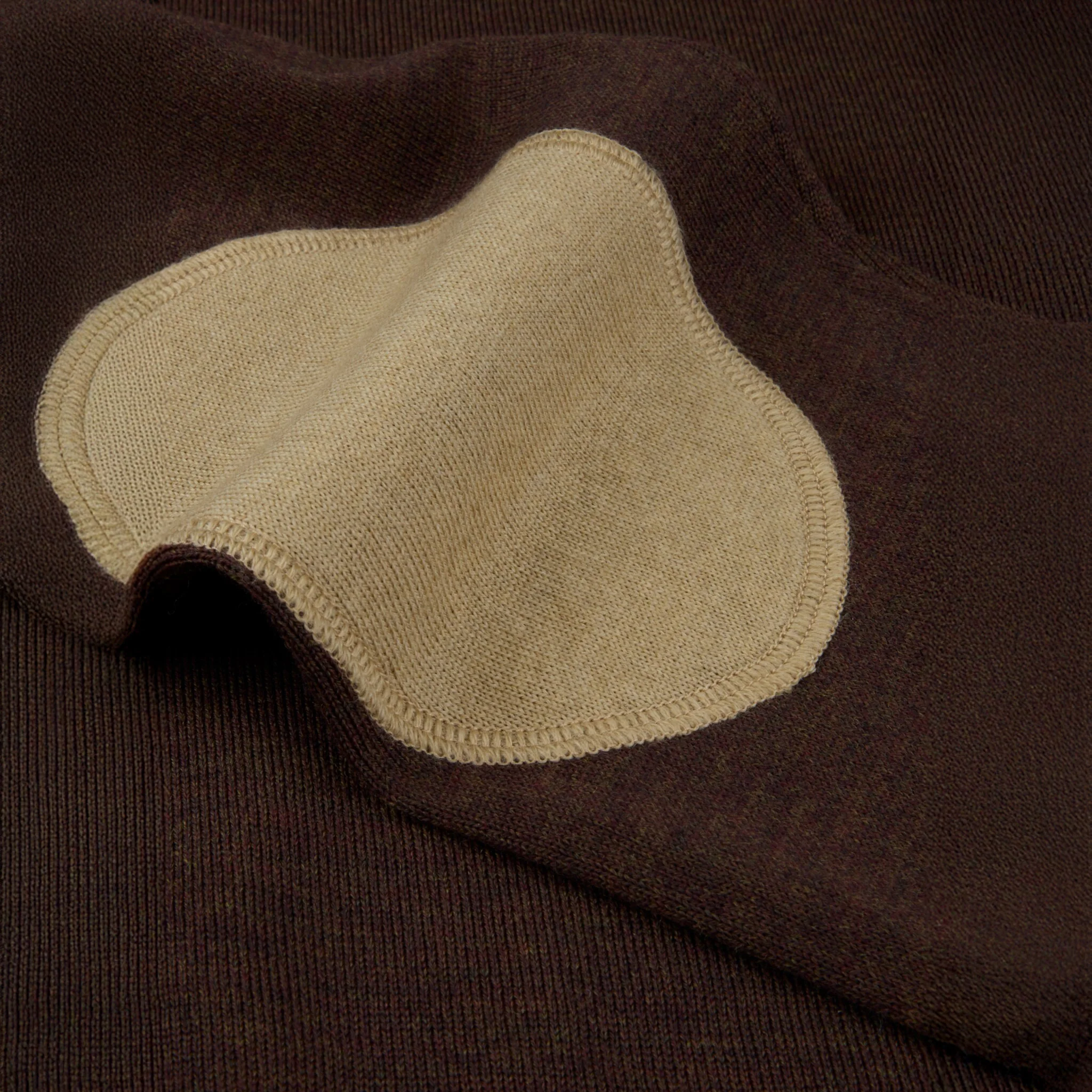 Brown Merino Wool Crew Neck Sweater w/ Patch - Stenströms - Image 4