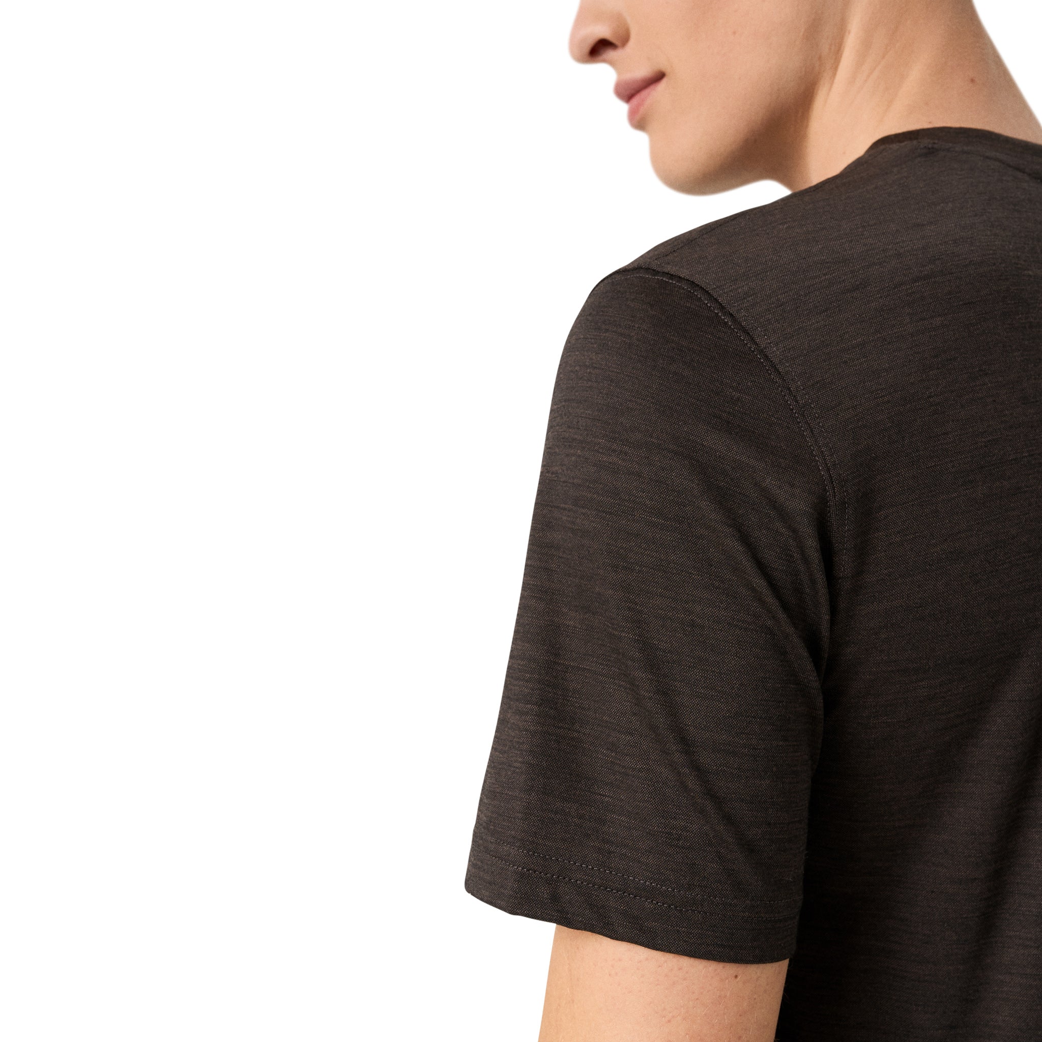 Brown Merino Wool Lyocell Crew Neck T-shirt - ETON - Image 5