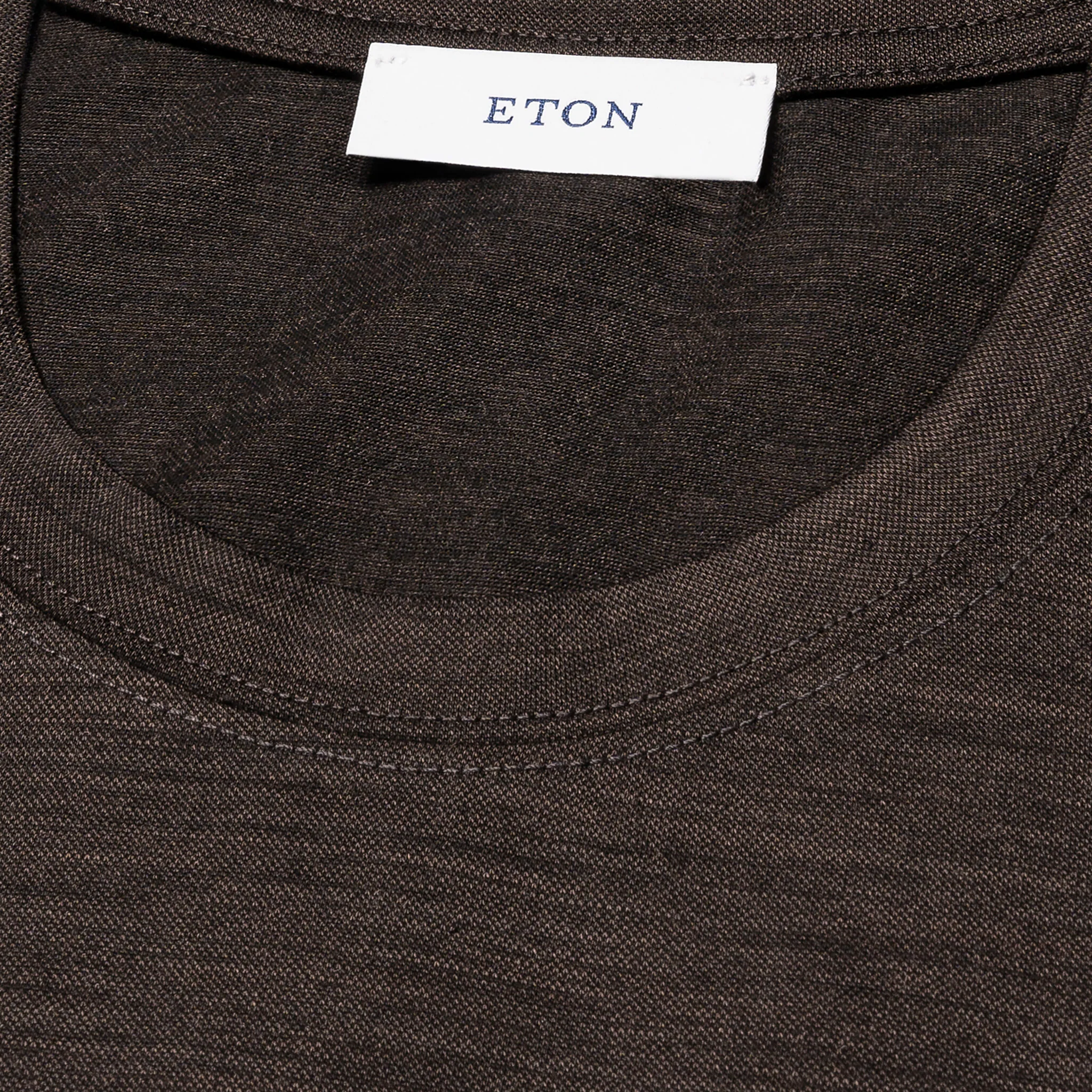 Brown Merino Wool Lyocell Crew Neck T-shirt - ETON - Image 7