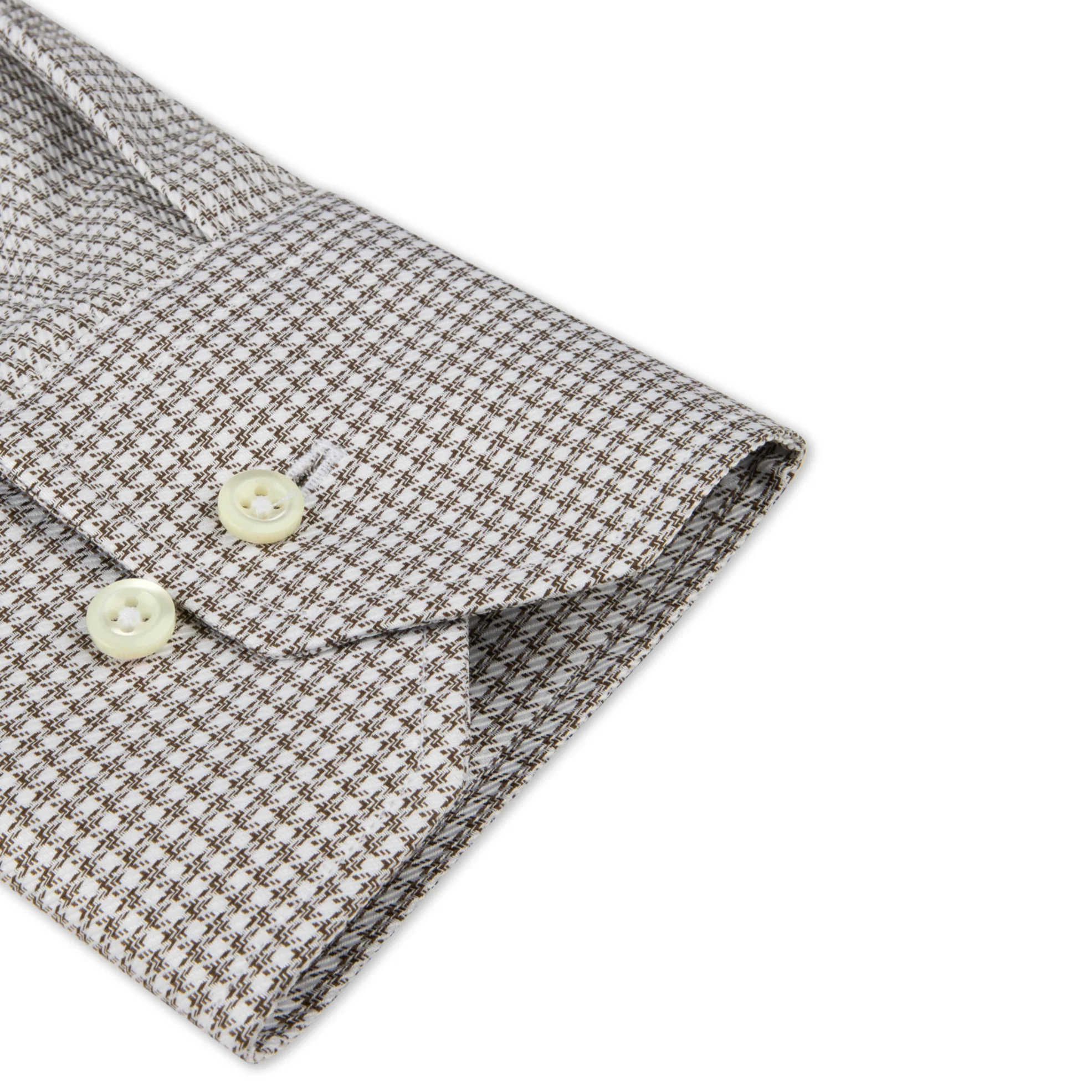 Brown Micro Check Twill Slimline Shirt - Stenströms - Image 3