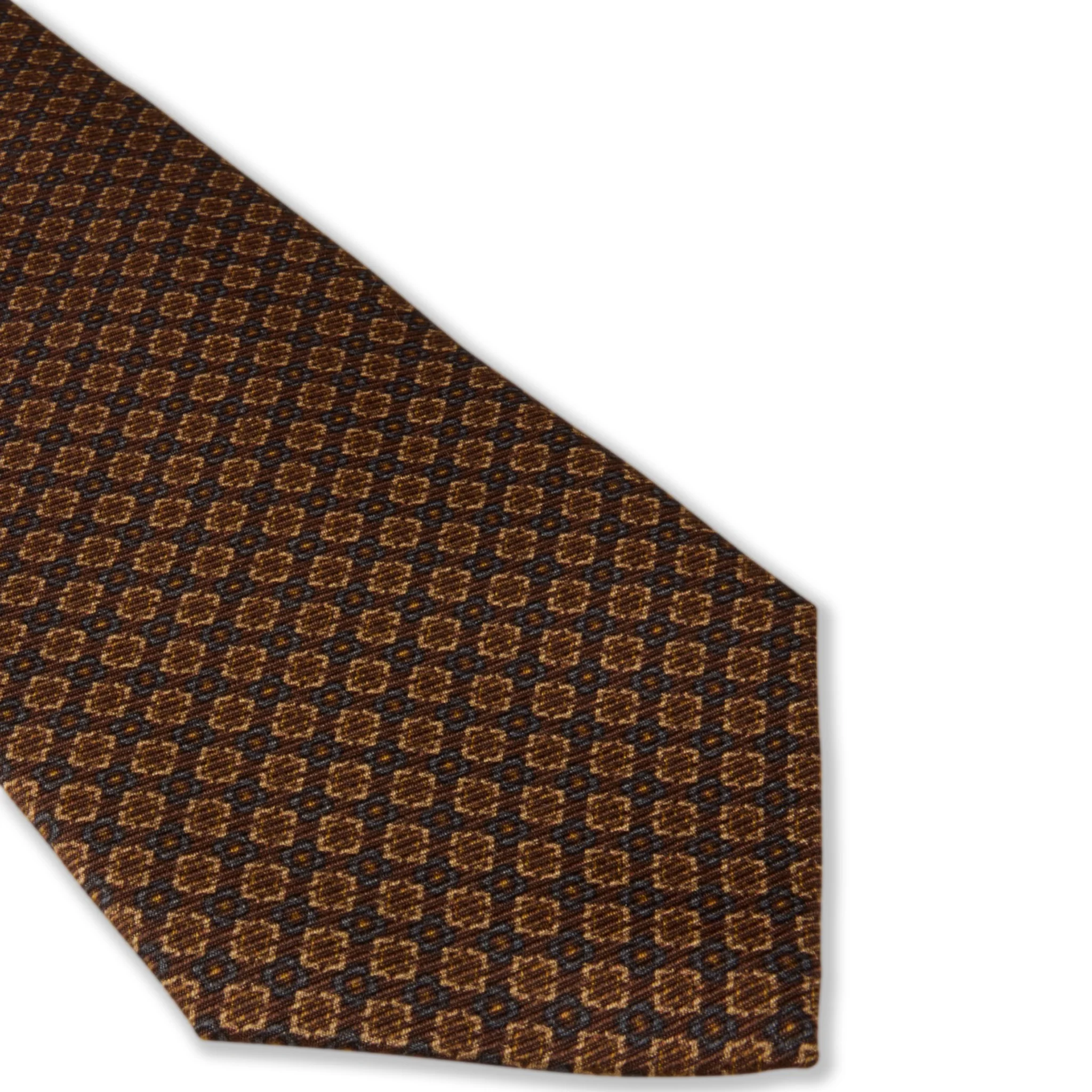 Brown Micro Pattern Silk Tie - Stenströms - Image 2