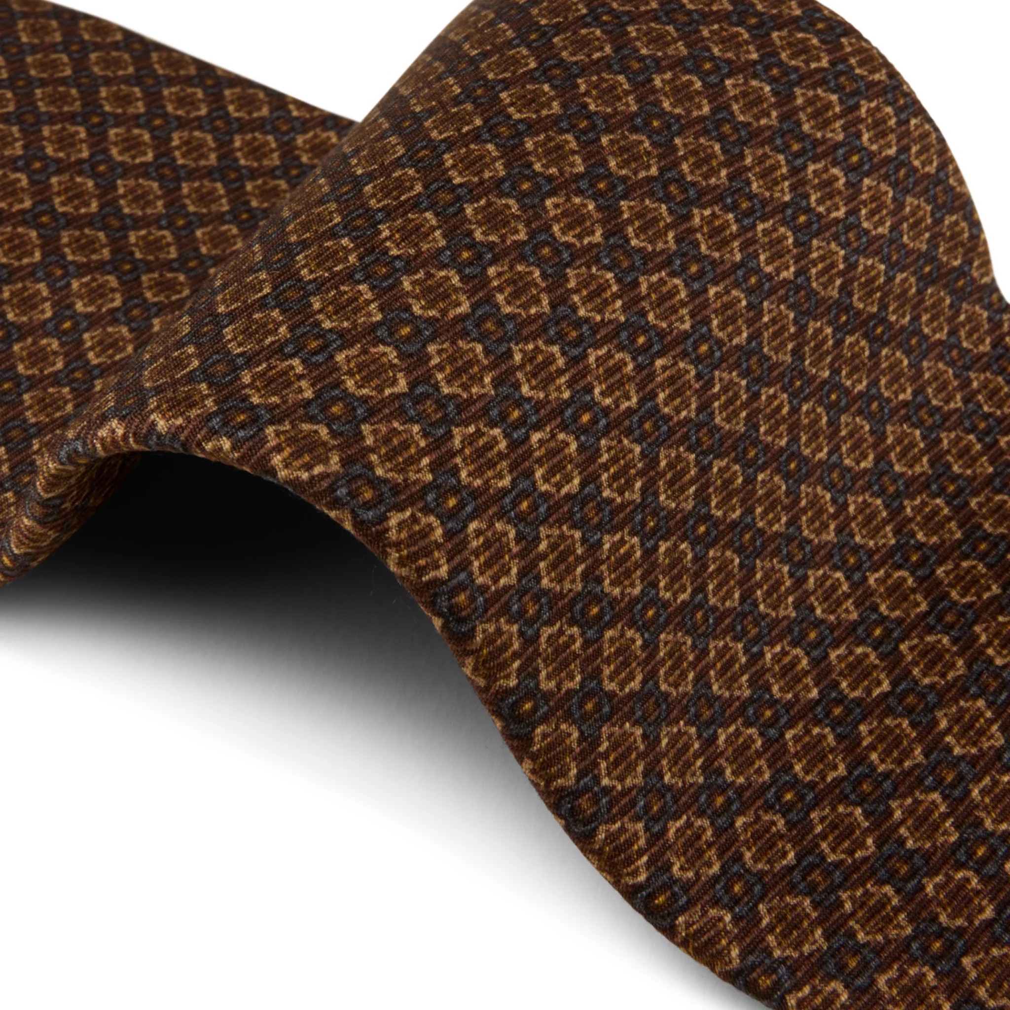 Brown Micro Pattern Silk Tie - Stenströms - Image 3