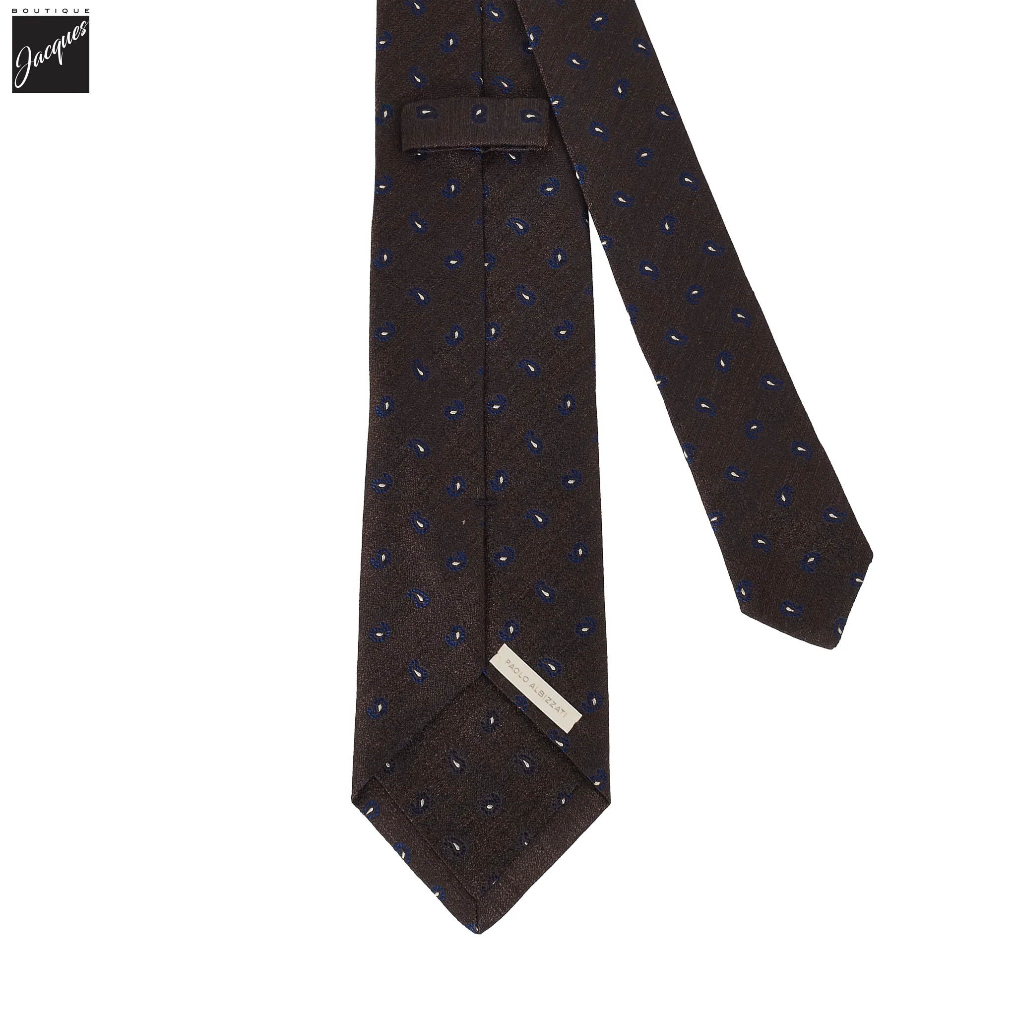 Brown Mini Paisley Pattern Woven Silk Tie - Paolo Albizzati - Image 3