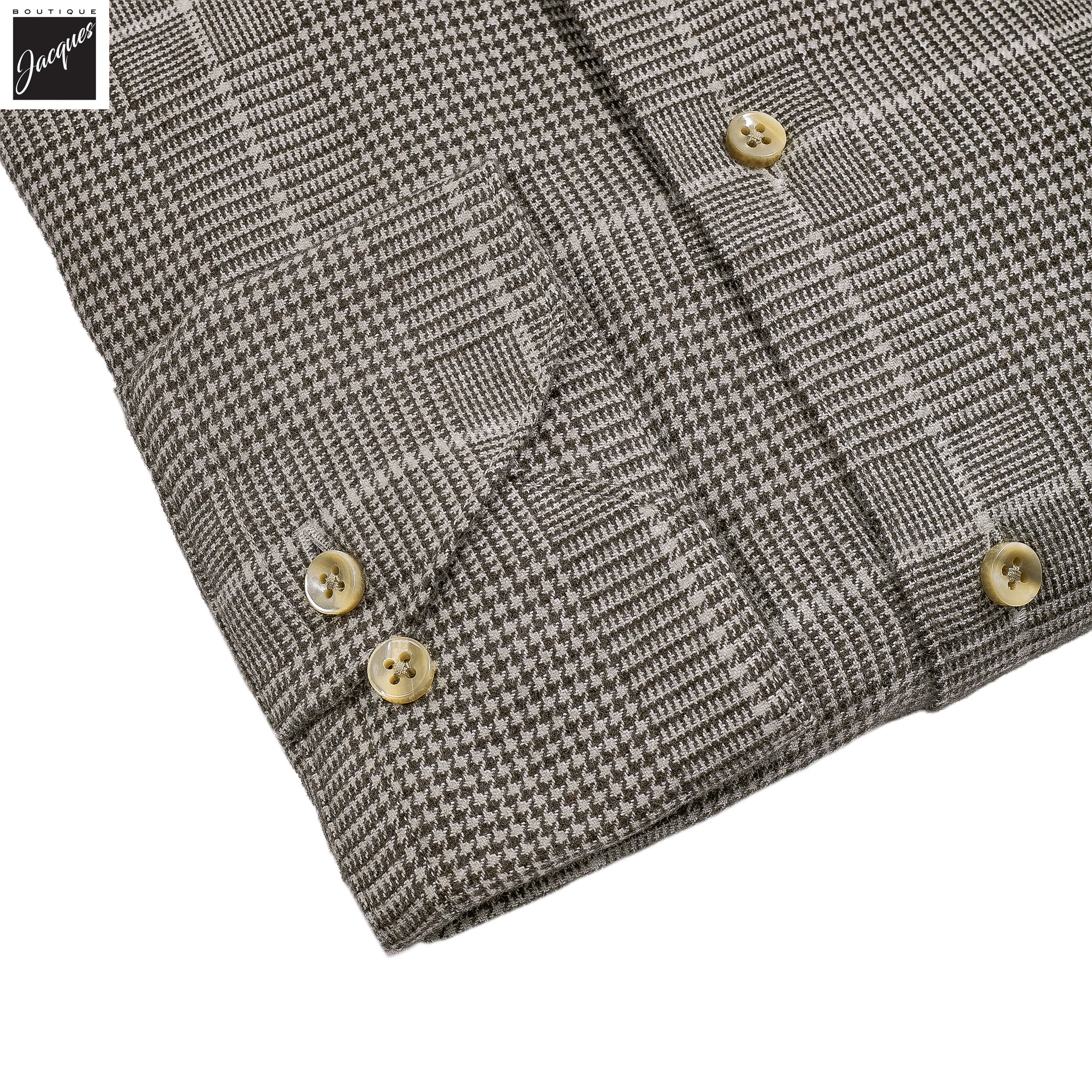 Brown Prince-of-Wales Cotton Flannel Slimline Shirt - Stenströms - Image 5