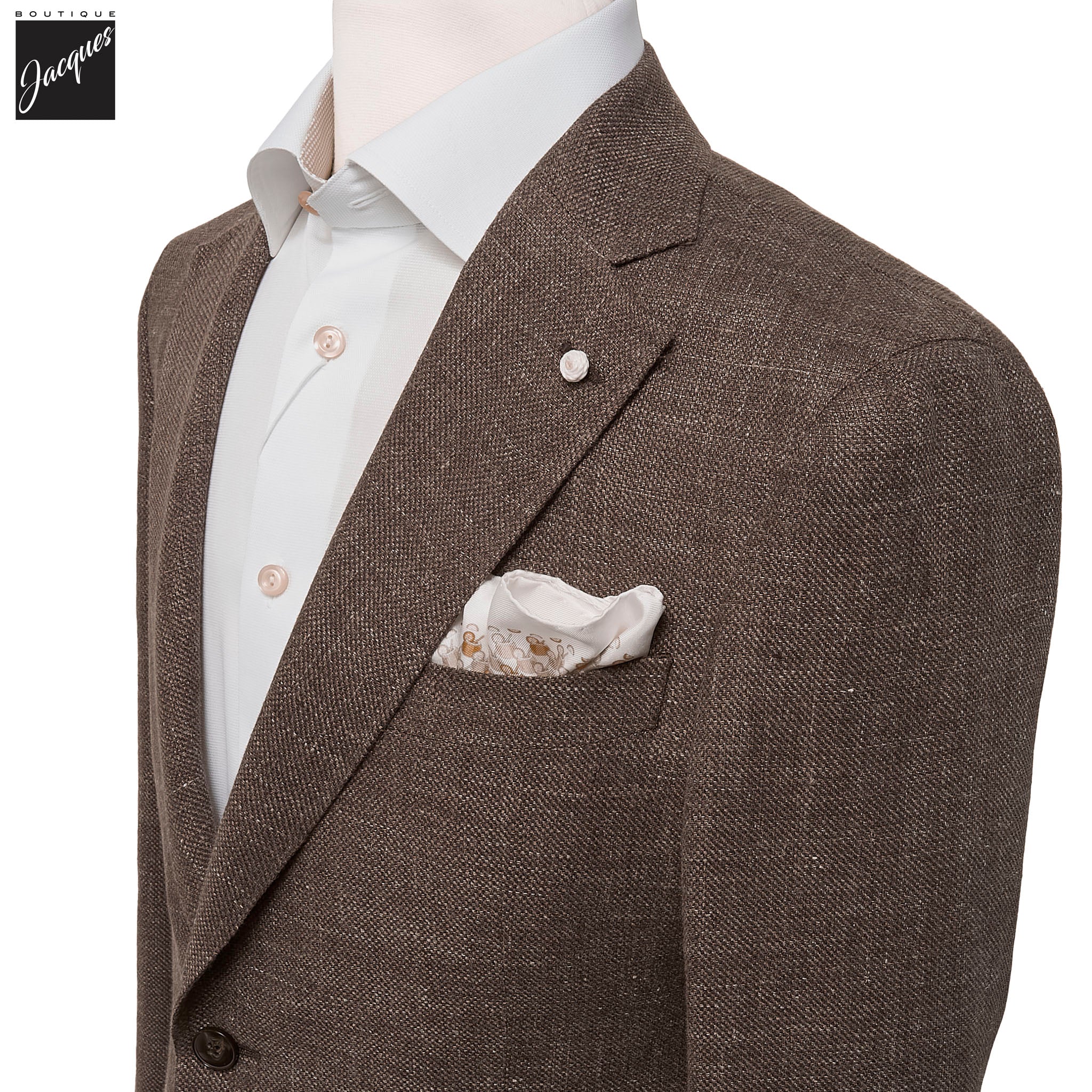 Brown Solid Drago Linen-Wool Dream Fit Sport Jacket - Luigi Bianchi - Image 2