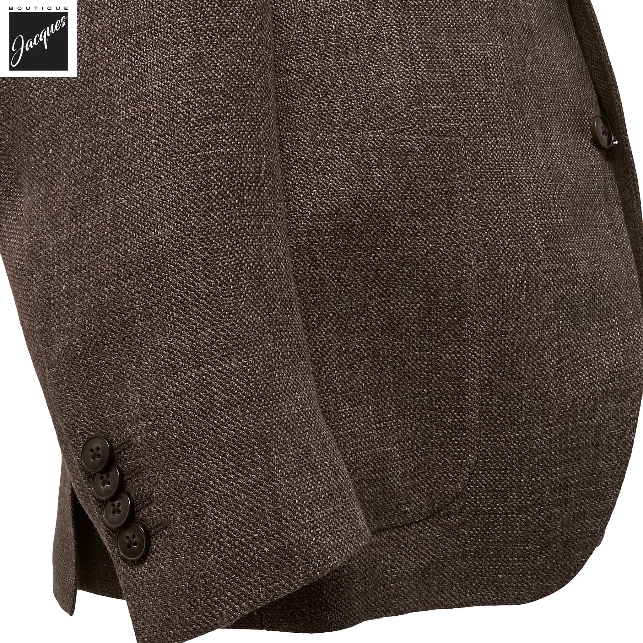 Brown Solid Drago Linen-Wool Dream Fit Sport Jacket - Luigi Bianchi - Image 3
