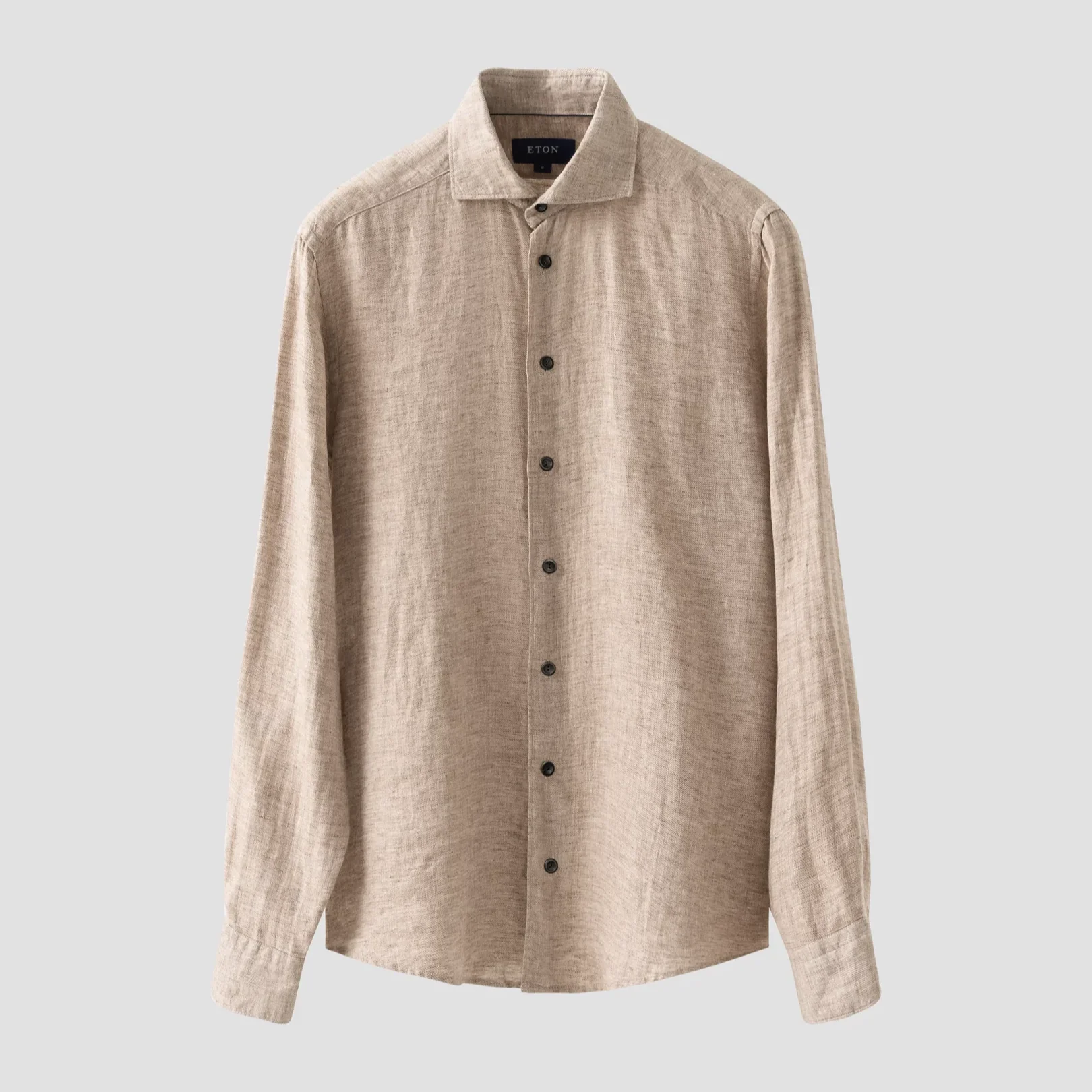 Brown Solid Linen Twill Slim Fit Shirt - ETON - Image 2