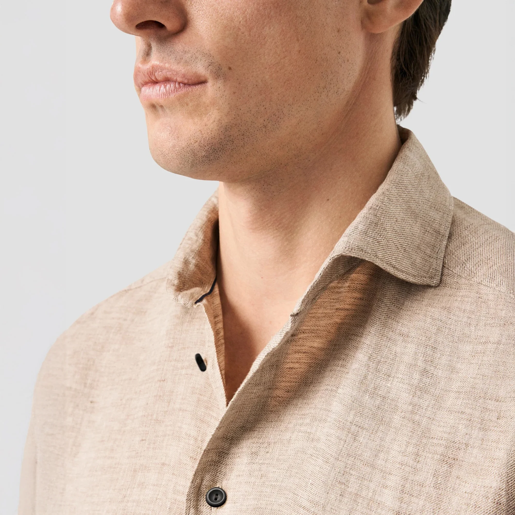 Brown Solid Linen Twill Slim Fit Shirt - ETON - Image 5