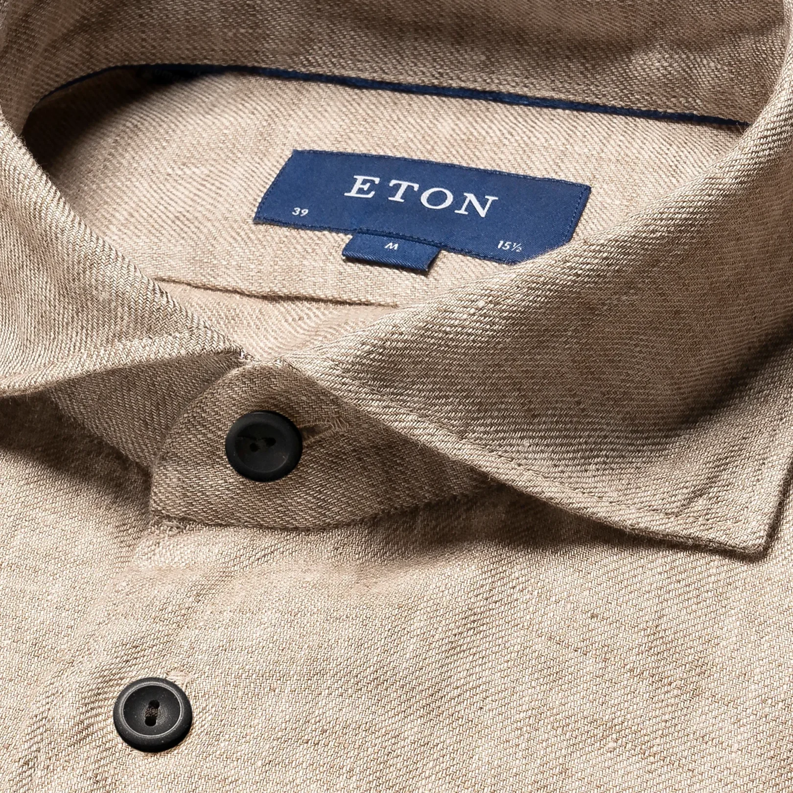 Brown Solid Linen Twill Slim Fit Shirt - ETON - Image 7