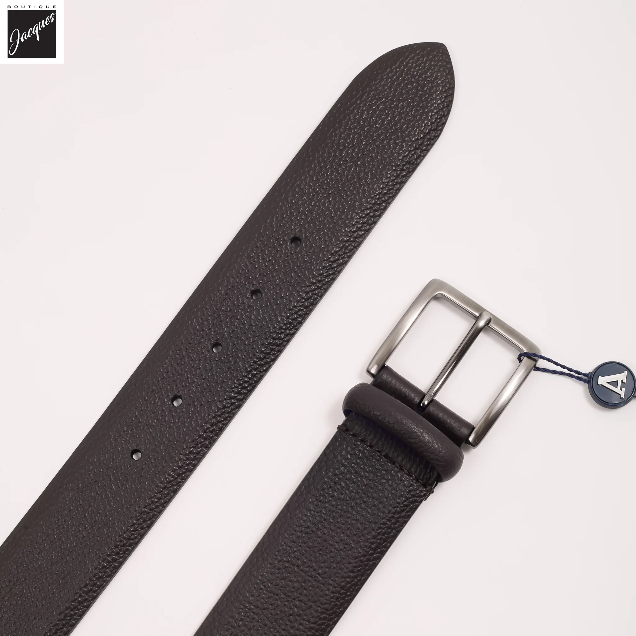 Brown Tumbled Pebble Grain Soft Leather Belt - Anderson's - Image 2