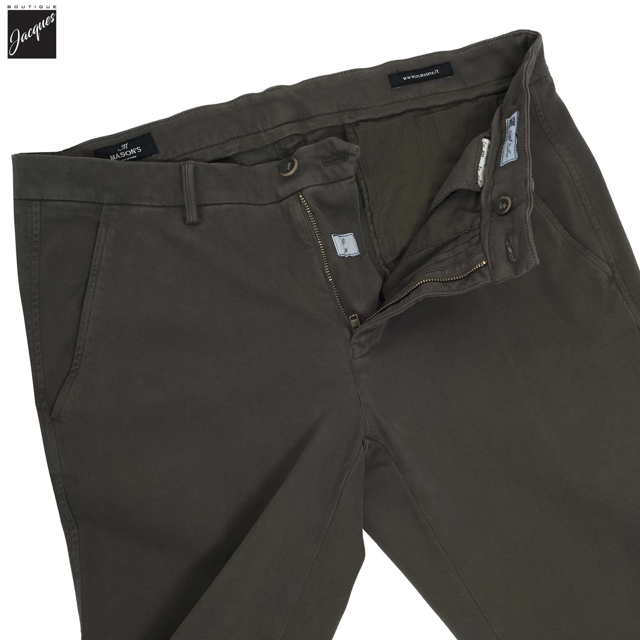 Olive Brown Twill Stretch Slim Fit Chino - Mason's - Image 3