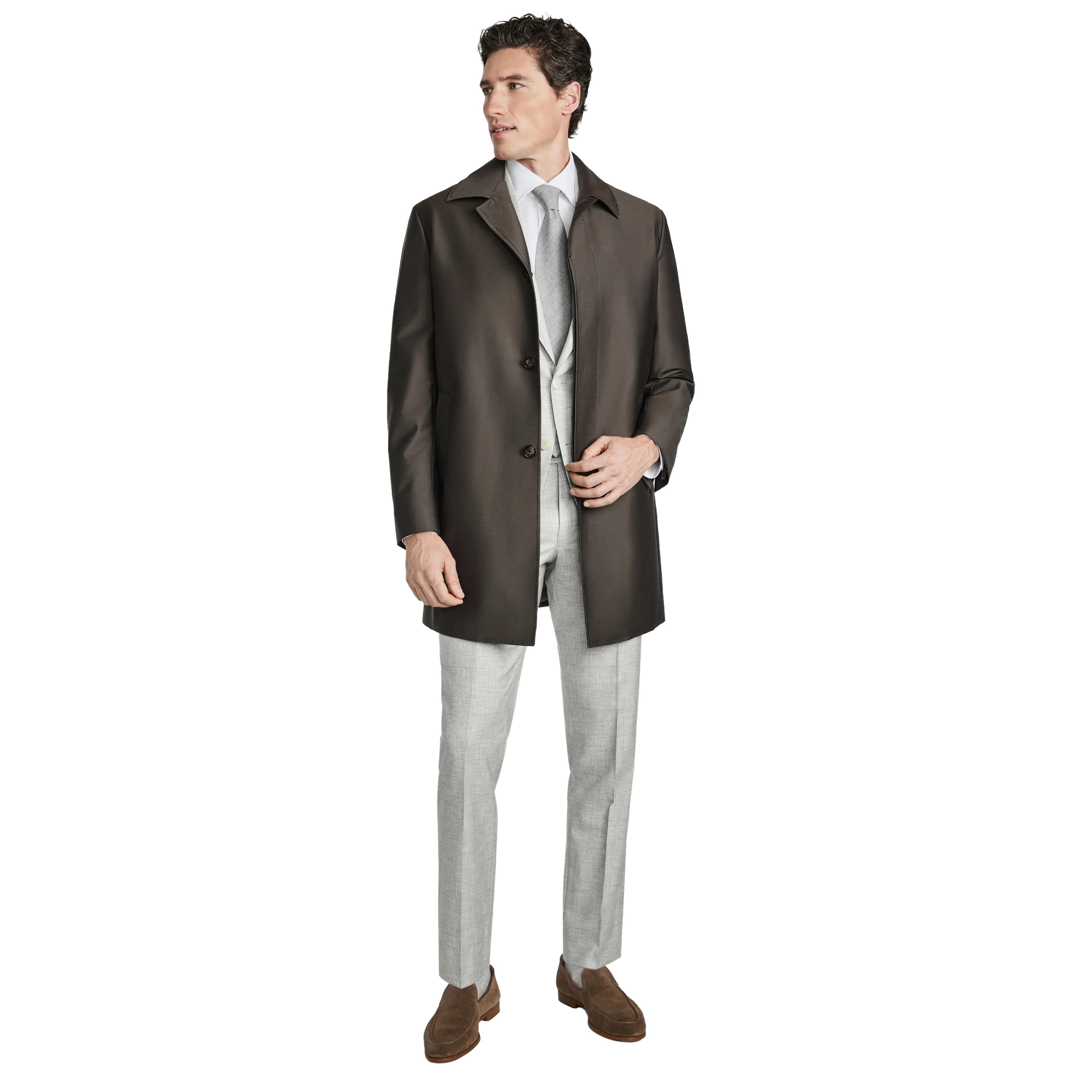 Brown Wool-Blend Loro Piana’s Green Storm System® Herman Raincoat - Jack Victor - Image 6