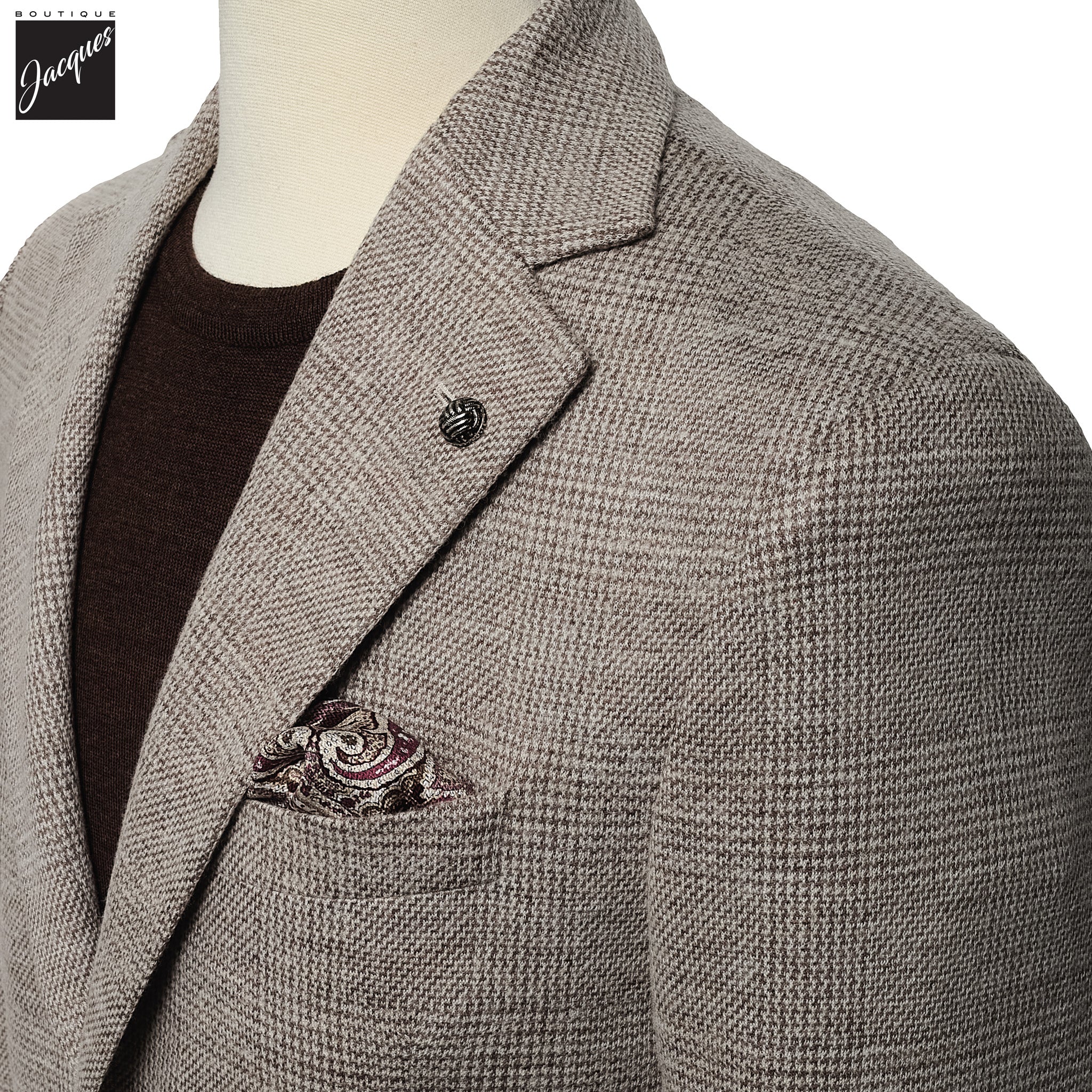 Brown Wool-Knit Hampton Contemporary Fit Sport Jacket - Jack Victor - Image 3