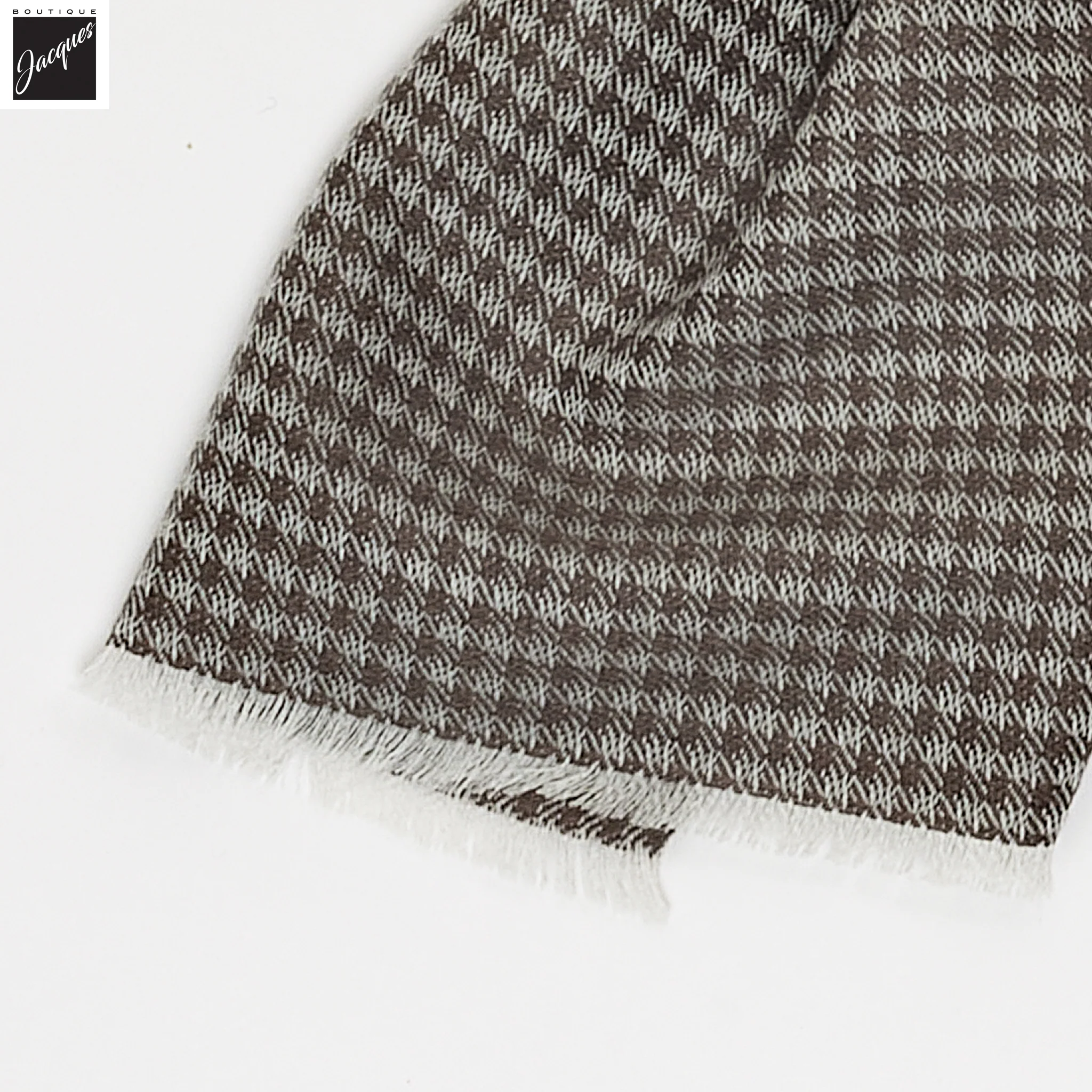 Brown Patterned Wool Scarf - Paolo Albizzati - Image 3