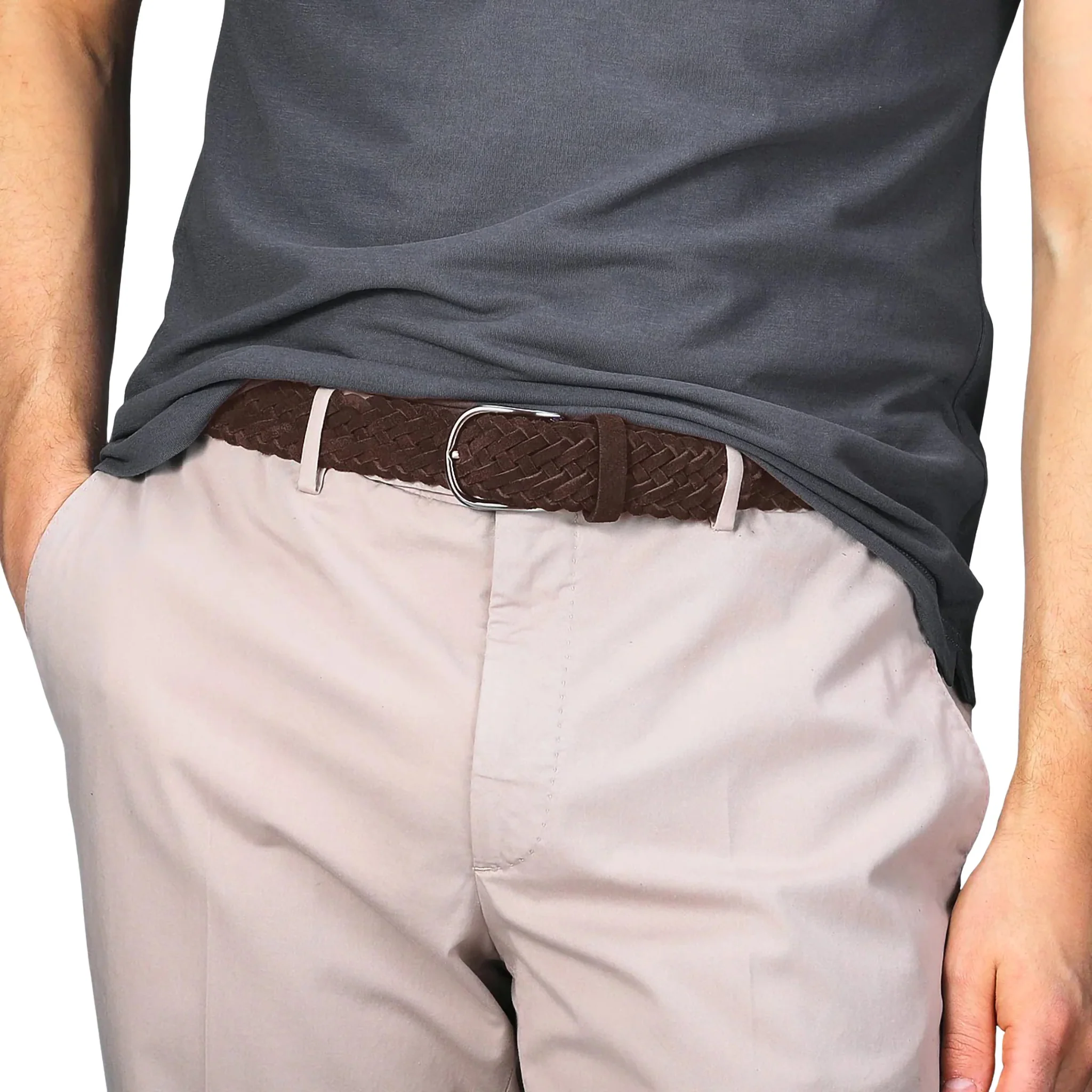 Brown Woven Suede Pin-Buckle Belt - Anderson's - Image 4