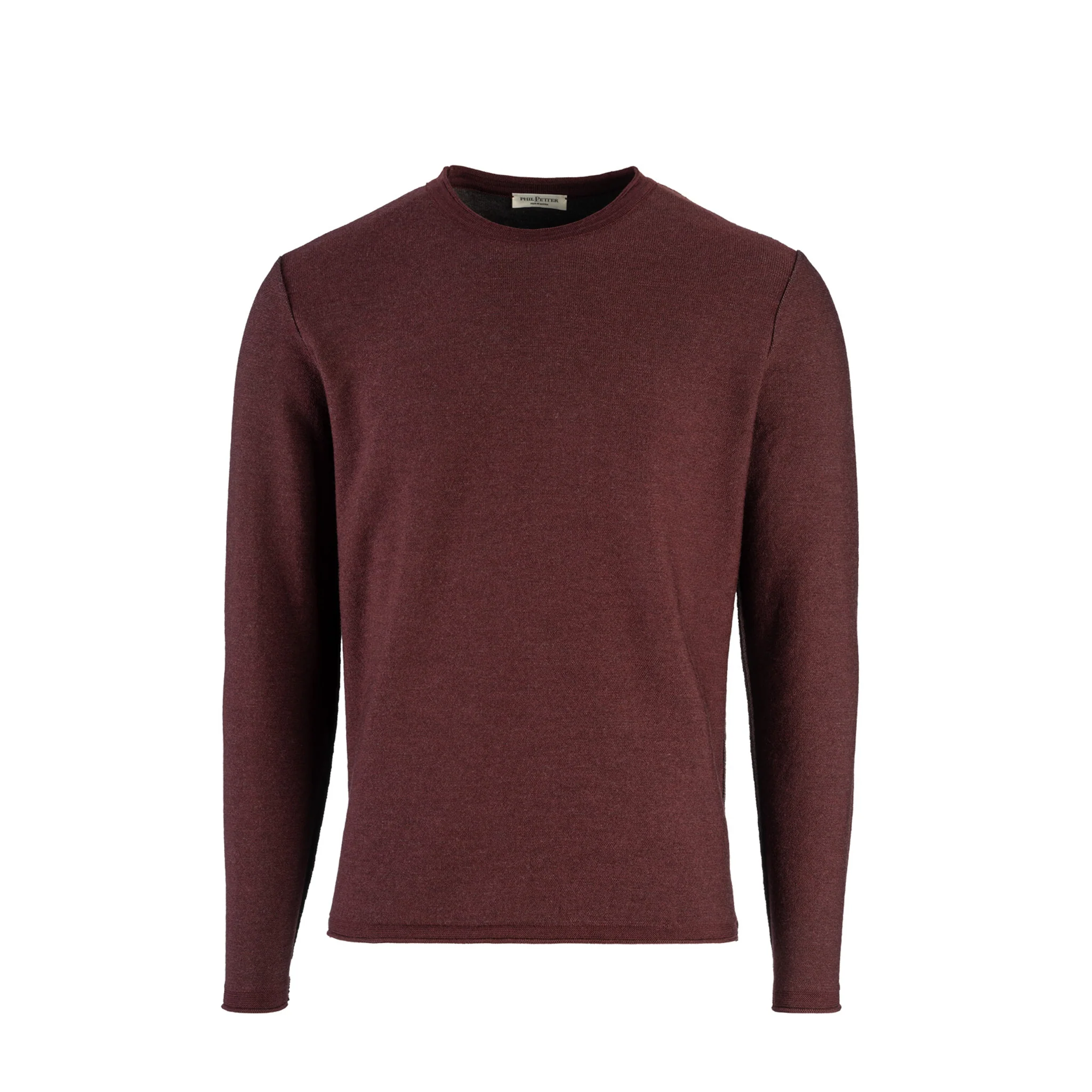 Burgundy Double-Faced Wool Cotton Crewneck Sweater - Phil Petter - Image 3