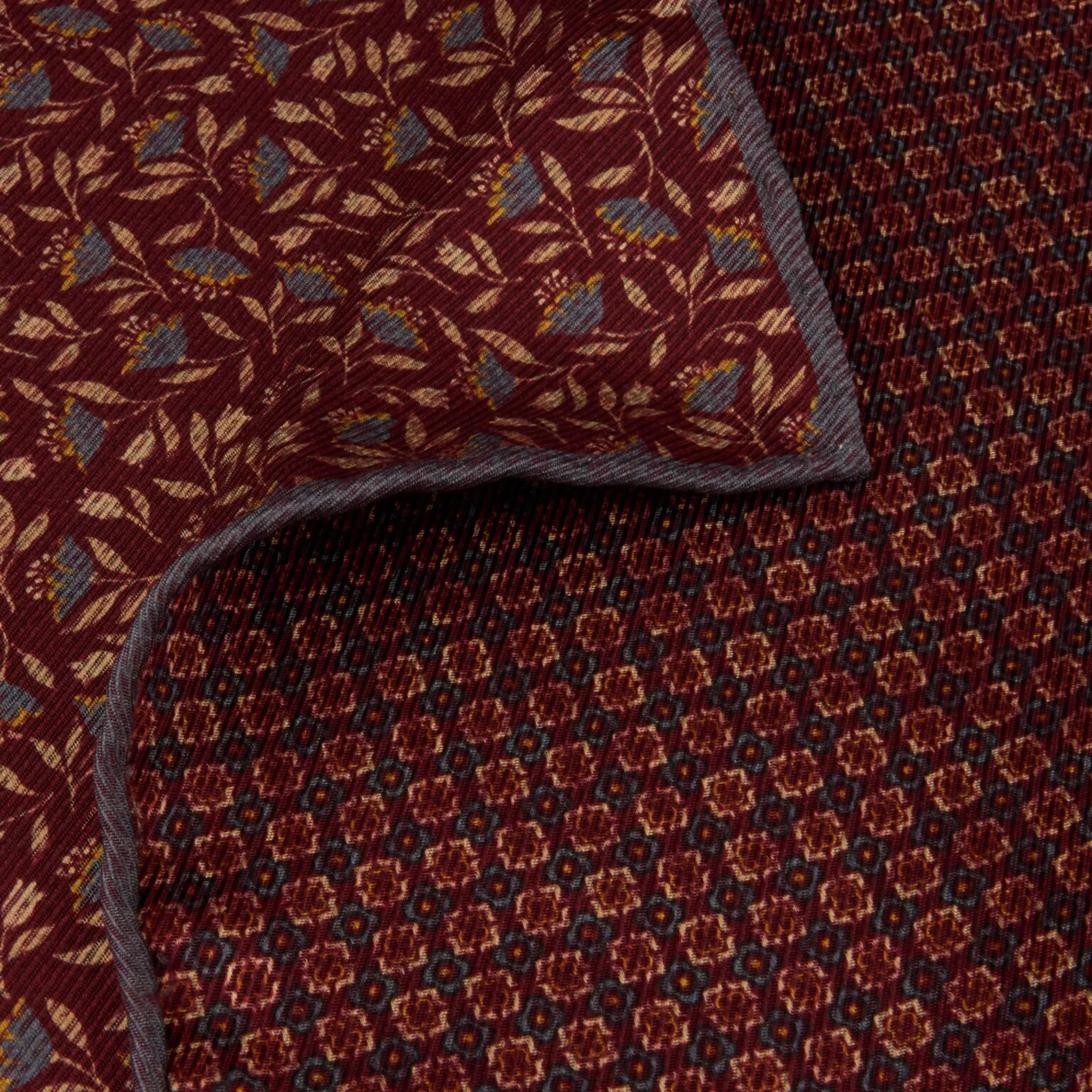 Burgundy Patterned Silk Hankie - Stenströms - Image 4