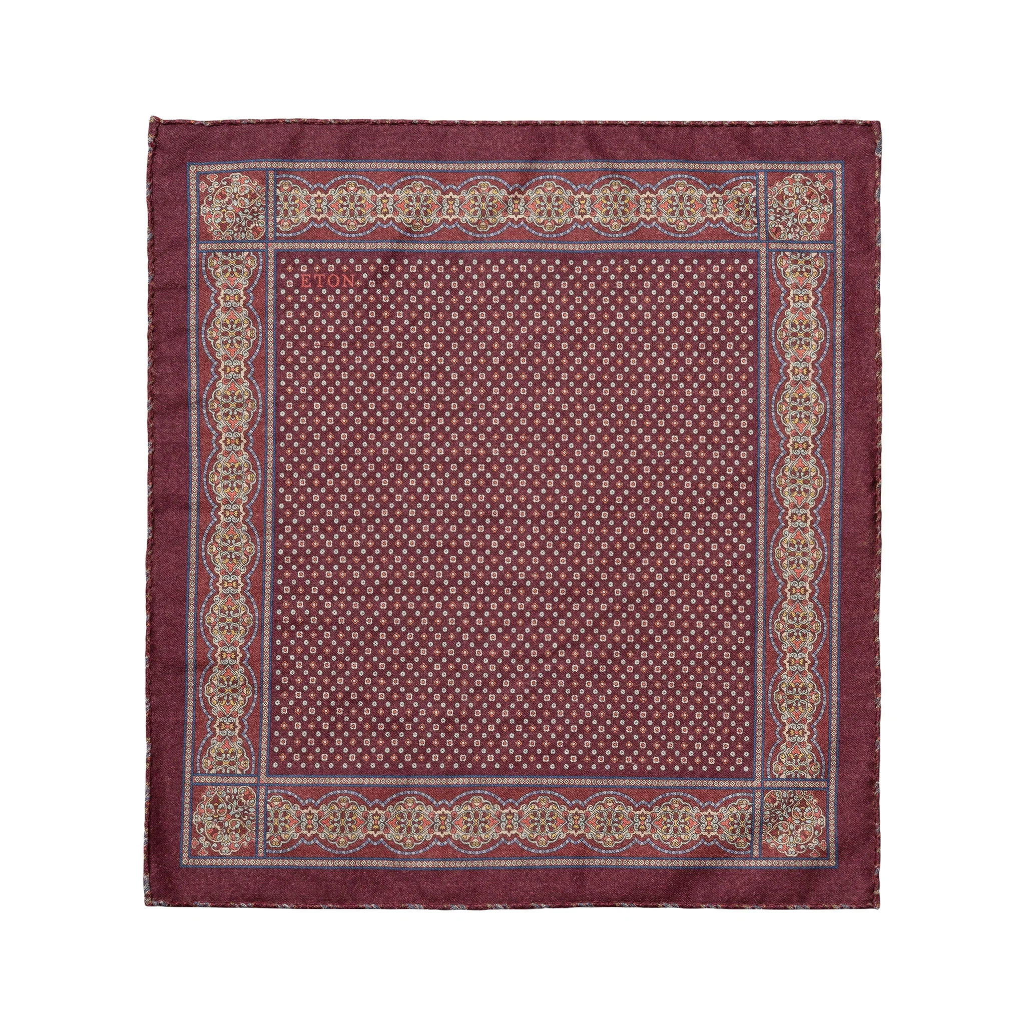 Burgundy Red Two-Face Wool Pocket Square - ETON - Image 2