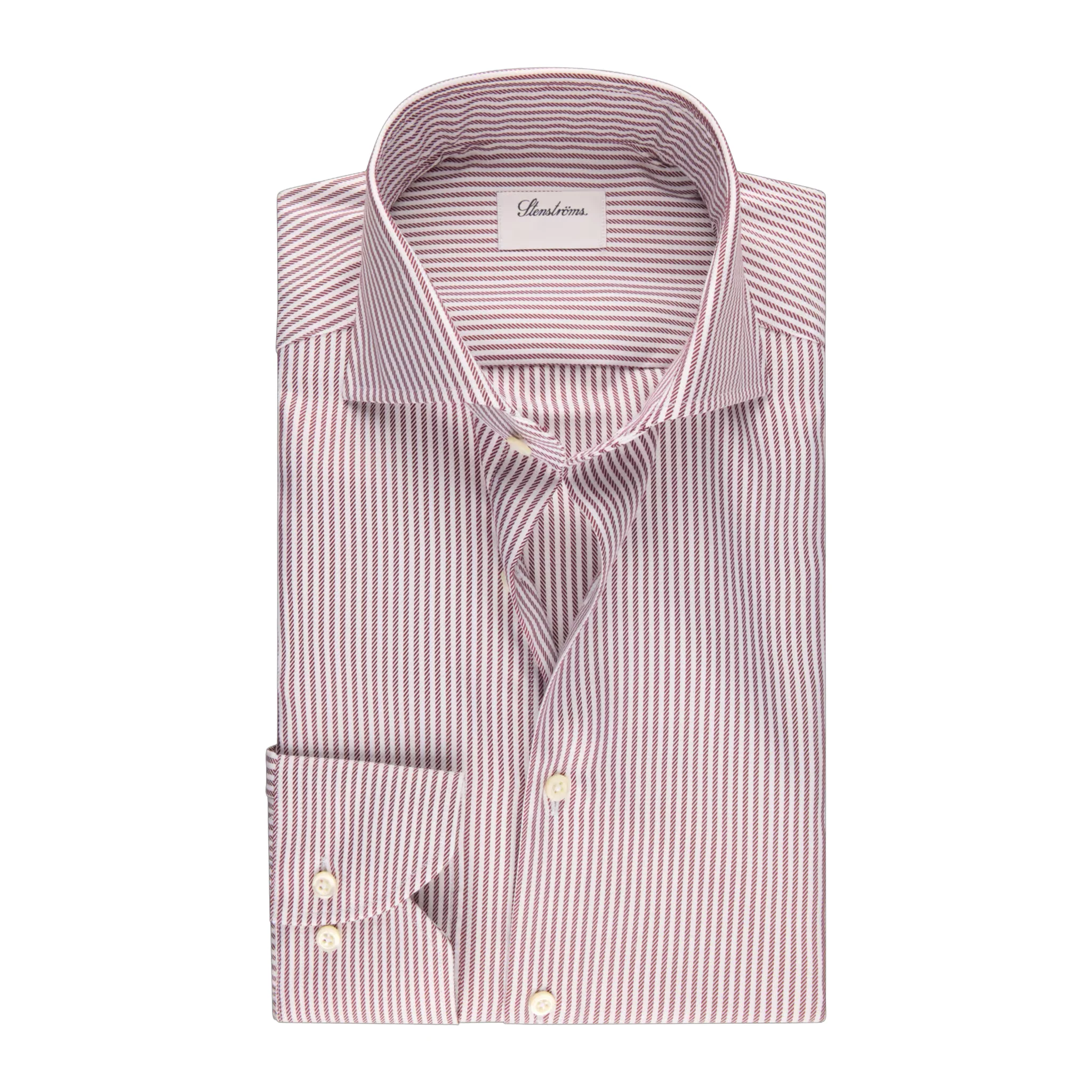 Burgundy Stripe Twill Slimline Shirt - Stenströms