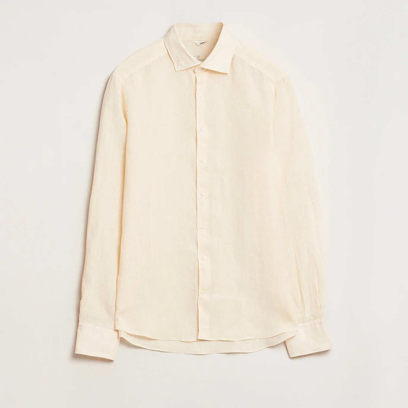 Butter Yellow Linen Casual Slimline Shirt - Stenströms - Image 4