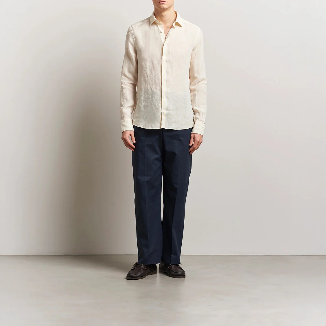Butter Yellow Linen Casual Slimline Shirt - Stenströms - Image 5