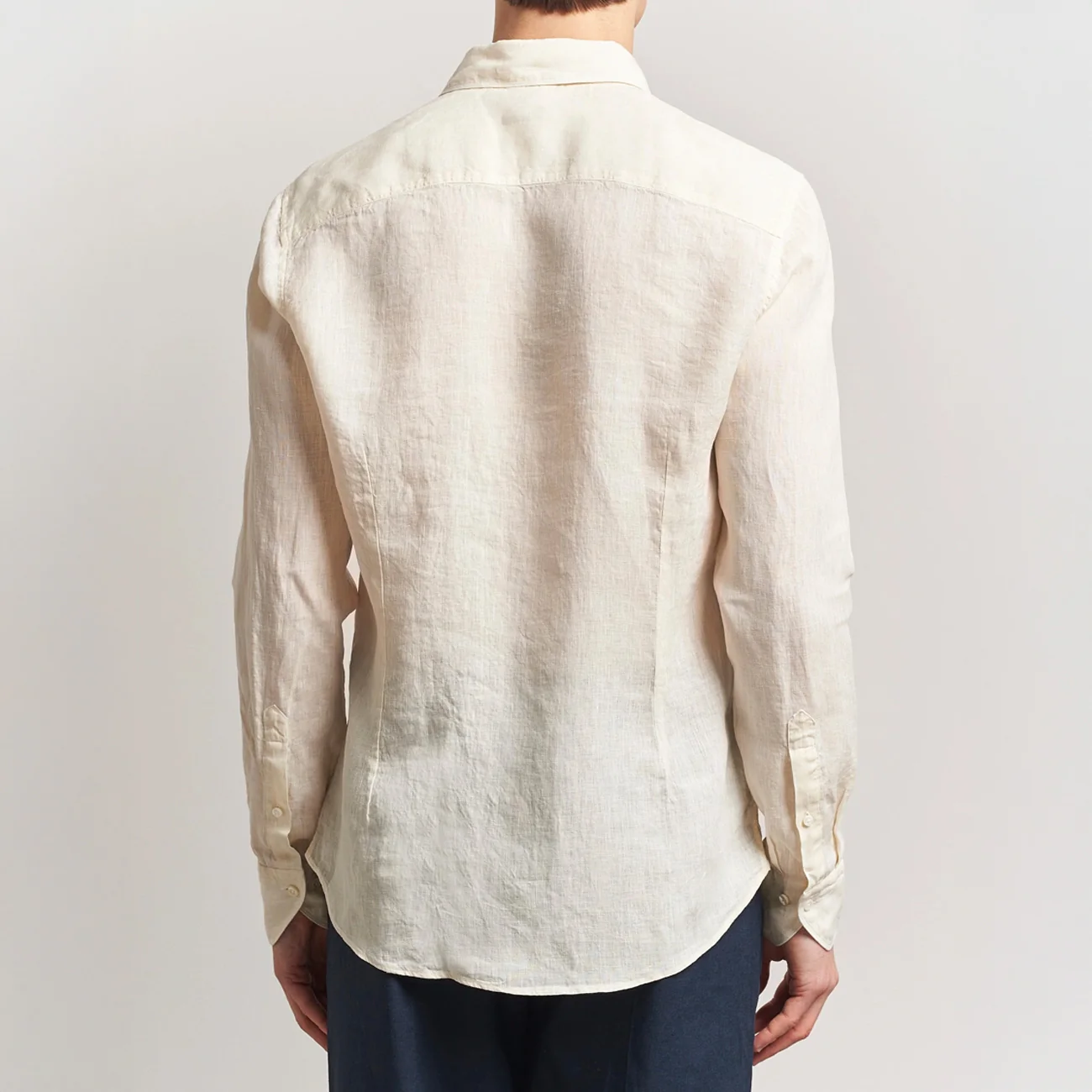 Butter Yellow Linen Casual Slimline Shirt - Stenströms - Image 6