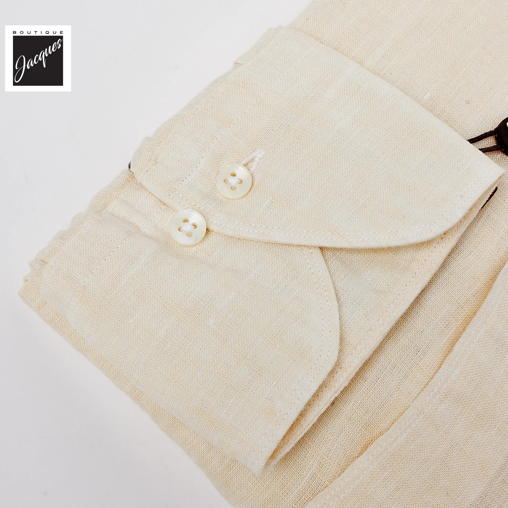 Butter Yellow Linen Casual Slimline Shirt - Stenströms - Image 7