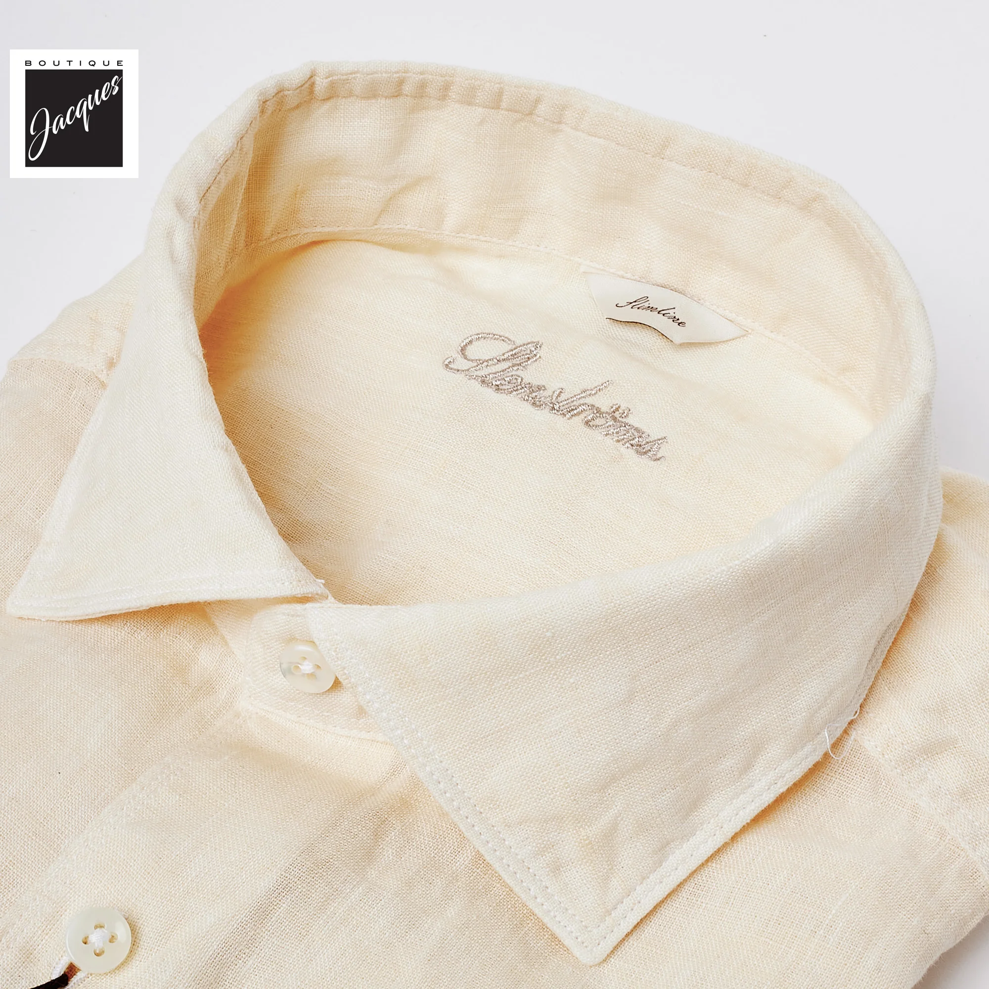 Butter Yellow Linen Casual Slimline Shirt - Stenströms - Image 8