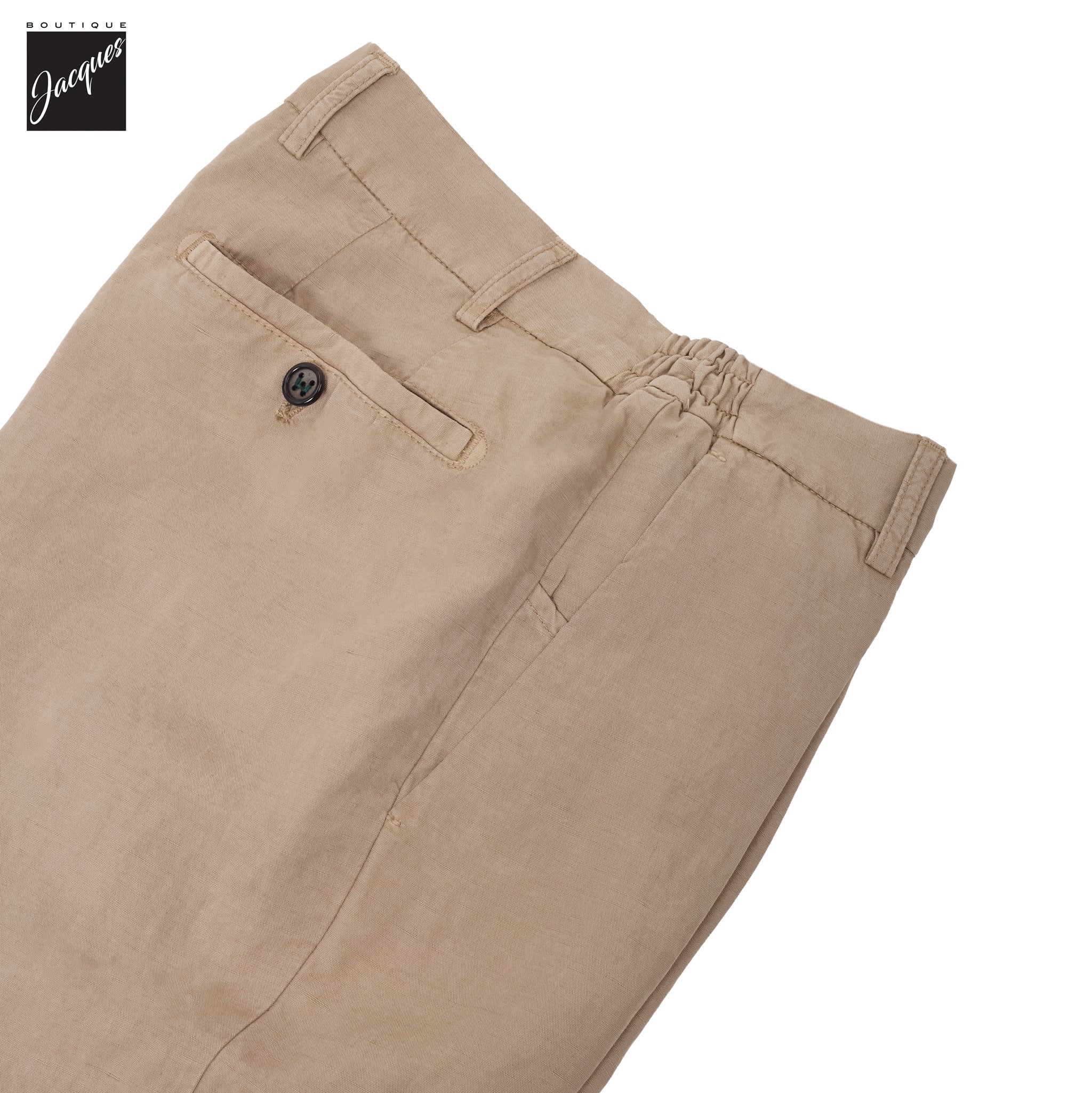 Butternut Beige Lyocell-Linen Elax Bermuda Shorts - Berwich - Image 3