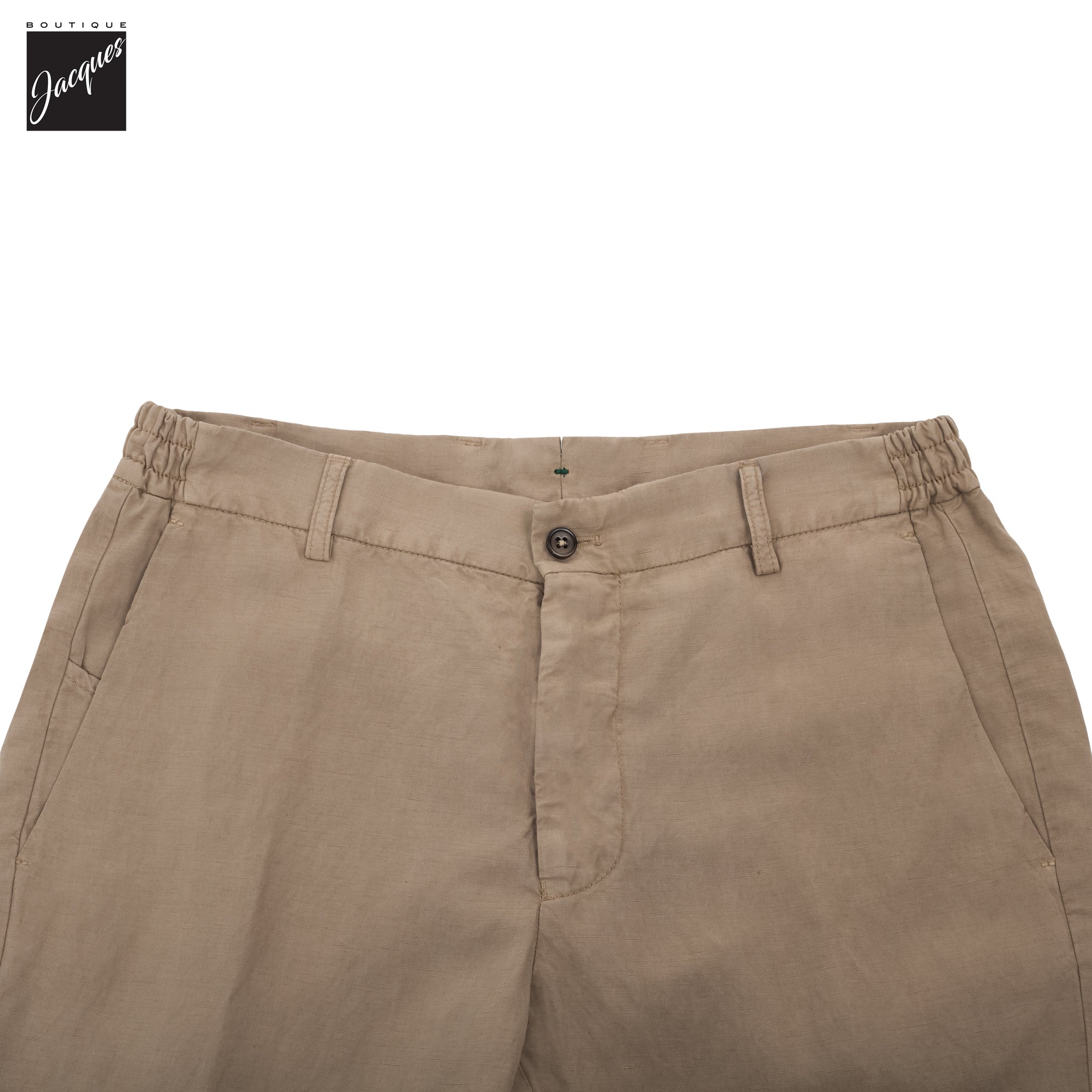 Butternut Beige Lyocell-Linen Elax Bermuda Shorts - Berwich - Image 4