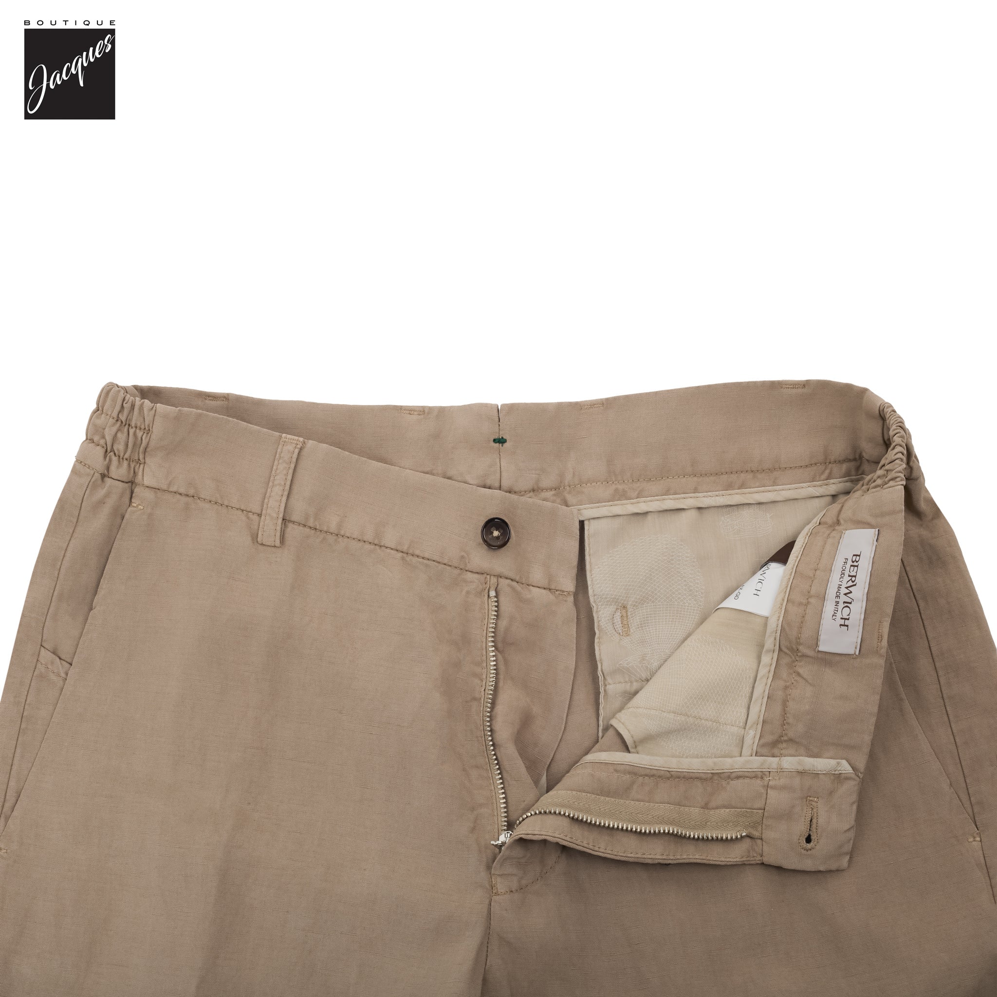 Butternut Beige Lyocell-Linen Elax Bermuda Shorts - Berwich - Image 5