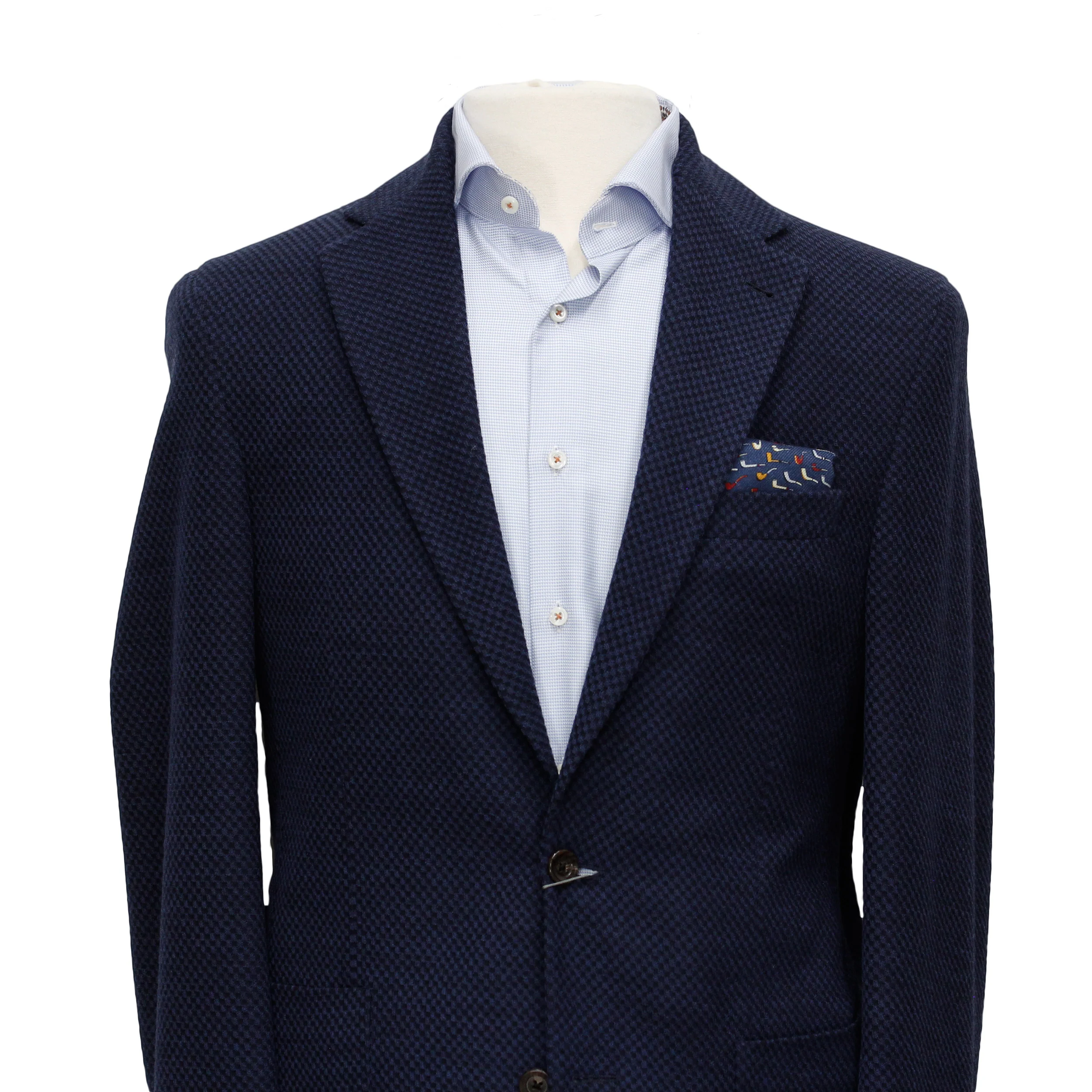 Textured Blue Hartford Contemporary Fit Cotton Wool Sport Jacket - Jack Victor - Image 3
