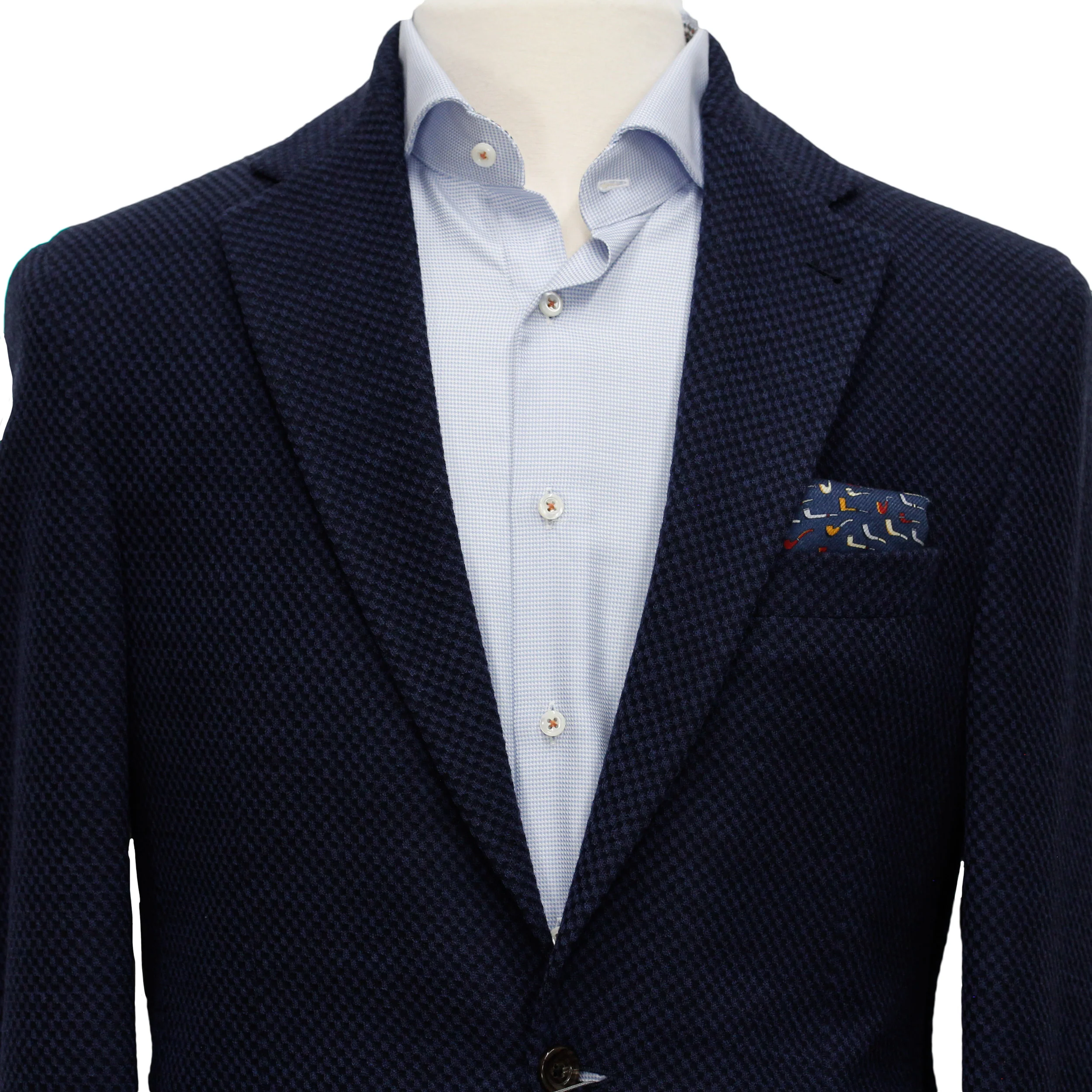 Textured Blue Hartford Contemporary Fit Cotton Wool Sport Jacket - Jack Victor - Image 4