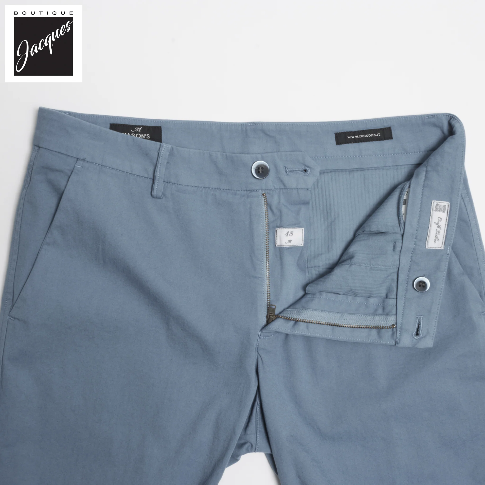 Cadet Blue Cotton-Stretch Torino Slim Fit Bermuda Shorts - Mason's - Image 4