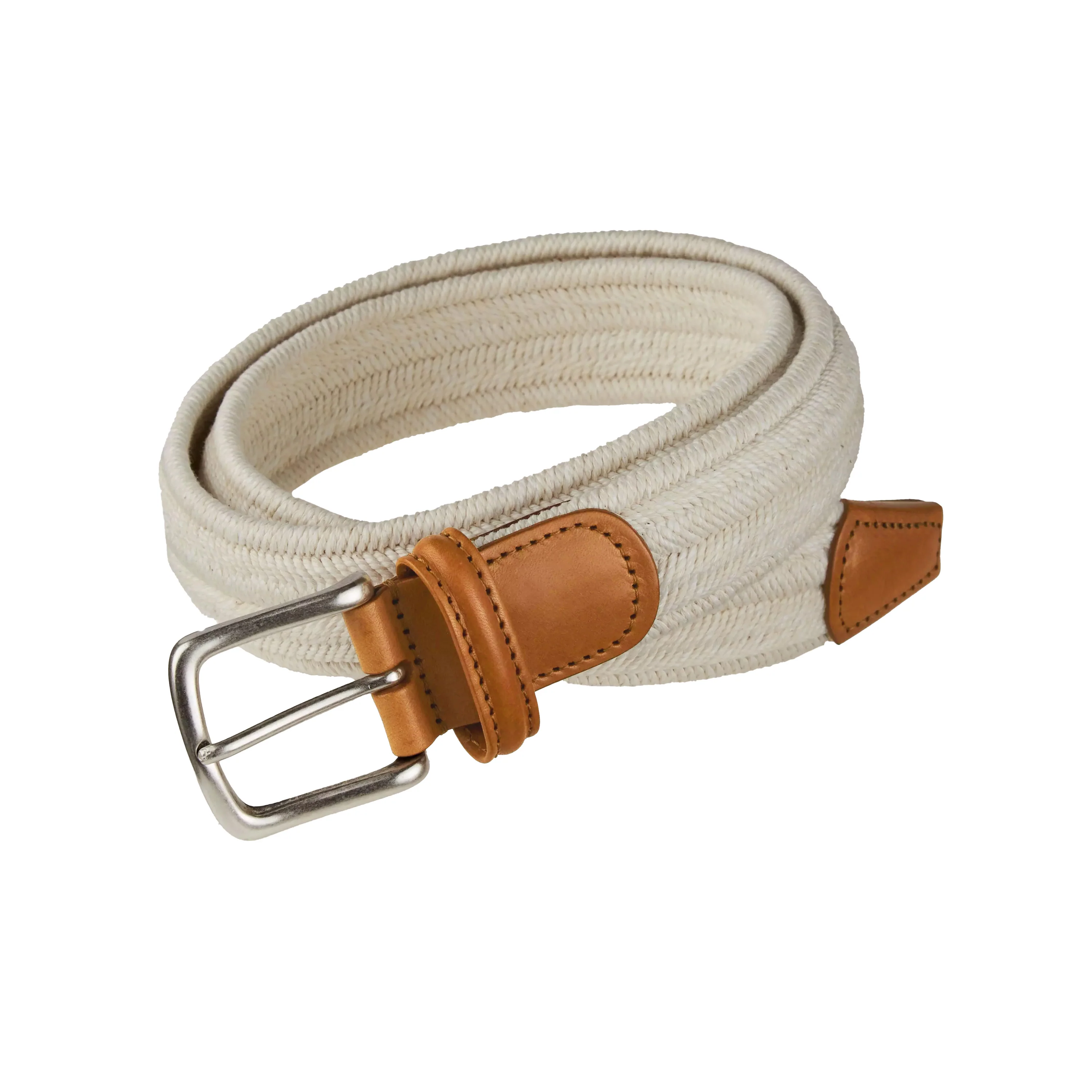 Café Cream Linen Cotton Woven Stretch Belt - Anderson's - Image 4