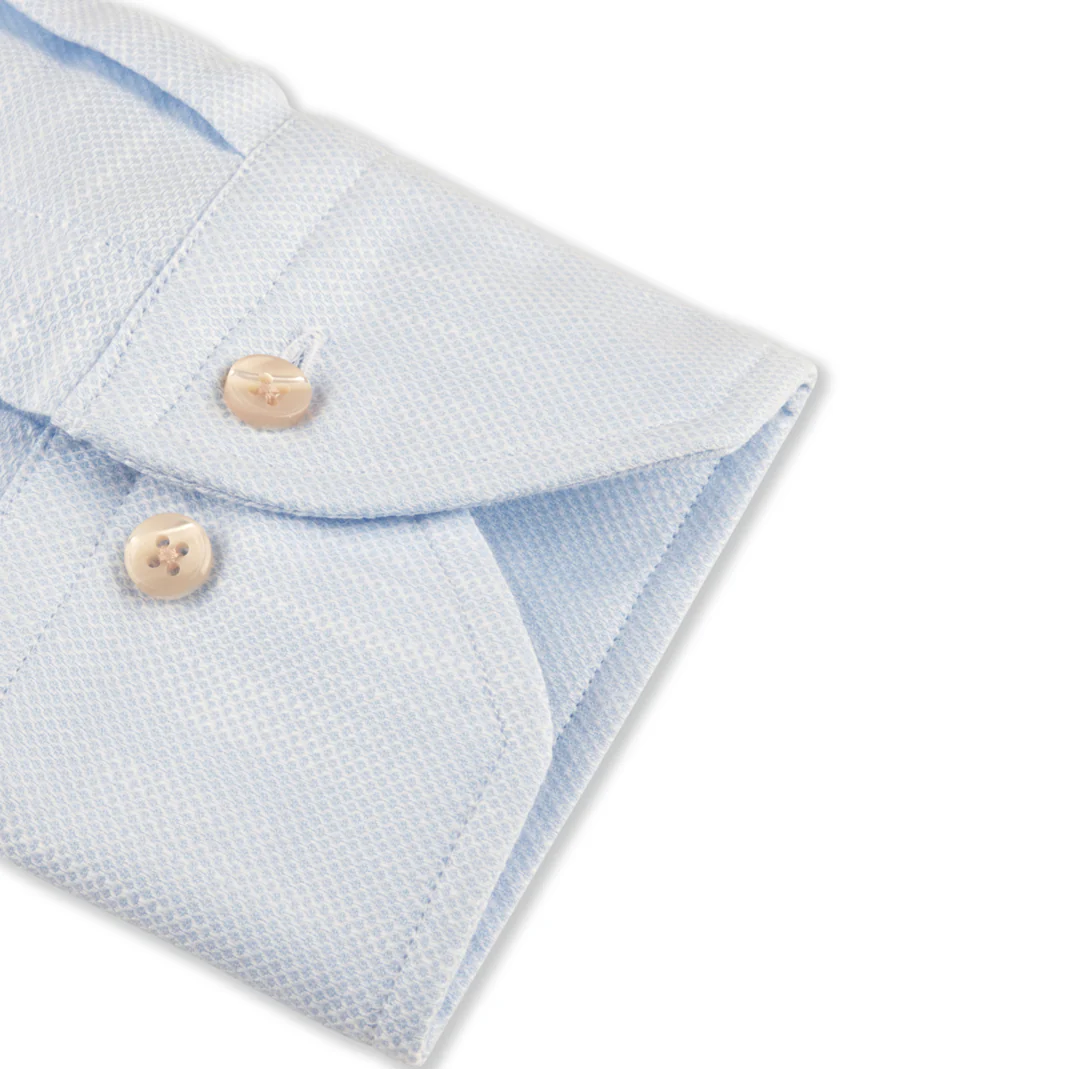 Casual Blue Textured Twill Slimline Shirt - Stenströms - Image 3
