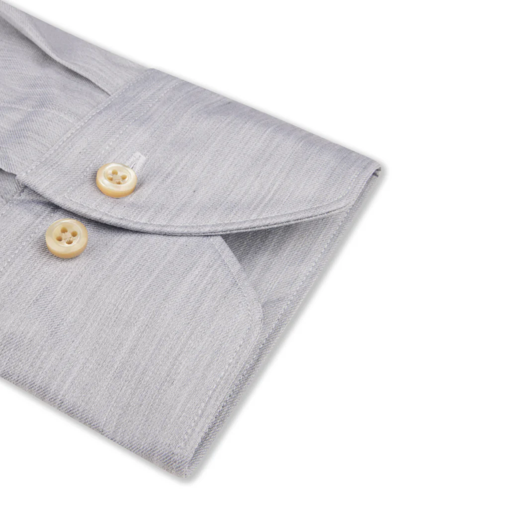 Casual Gray Fitted Body Cotton Twill Shirt - Image 3