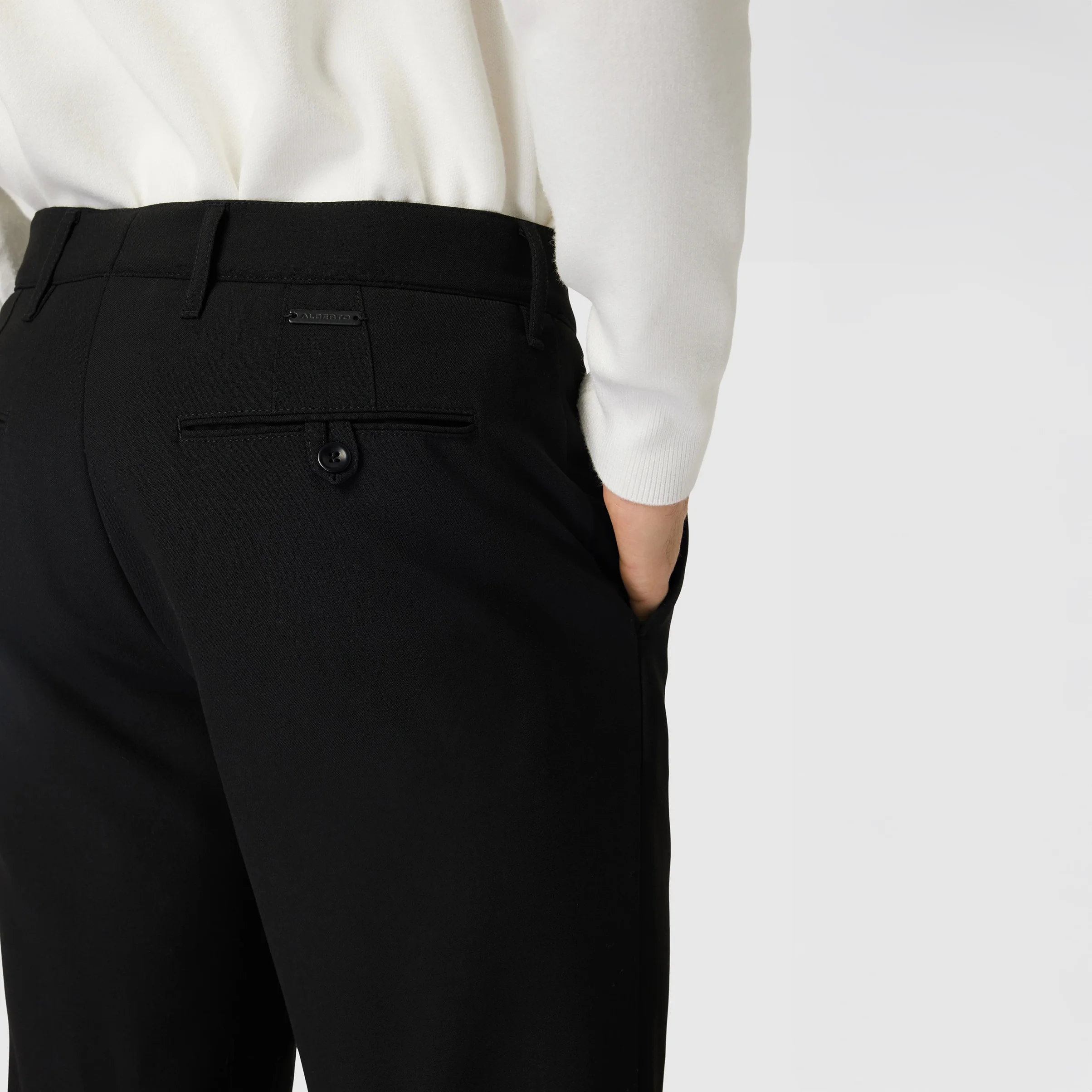 Ceramica Rob Slim Fit Stretch Black Dress Pant - ALBERTO - Image 4