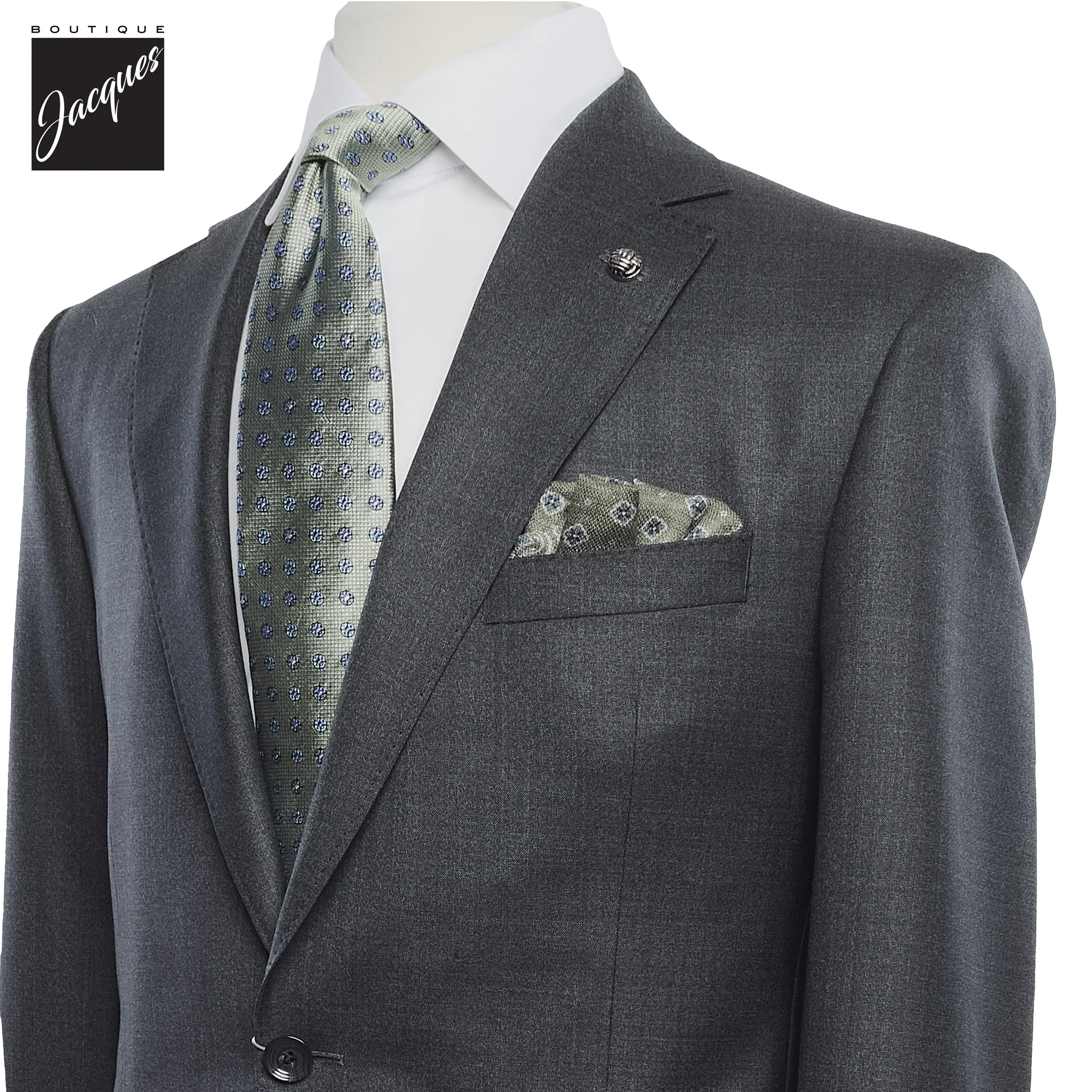 Charcoal Gray Solid Barberis Wool Essence Modern Fit Suit - Jack Victor 1913 - Image 2
