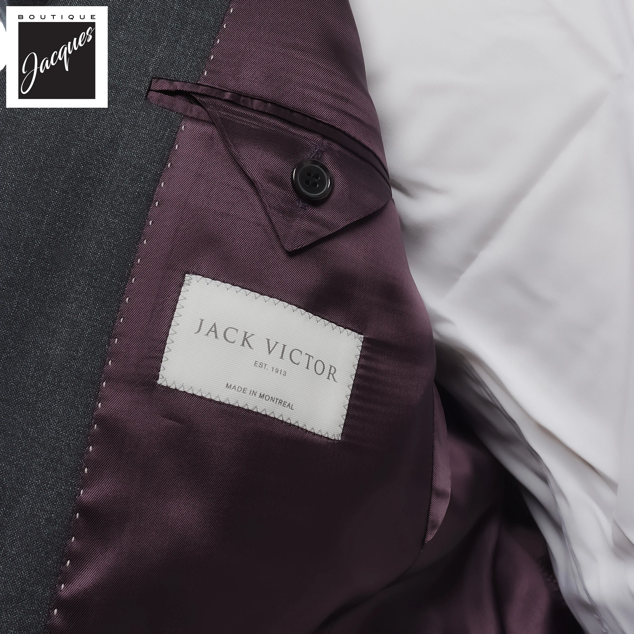 Charcoal Gray Solid Barberis Wool Essence Modern Fit Suit - Jack Victor 1913 - Image 4