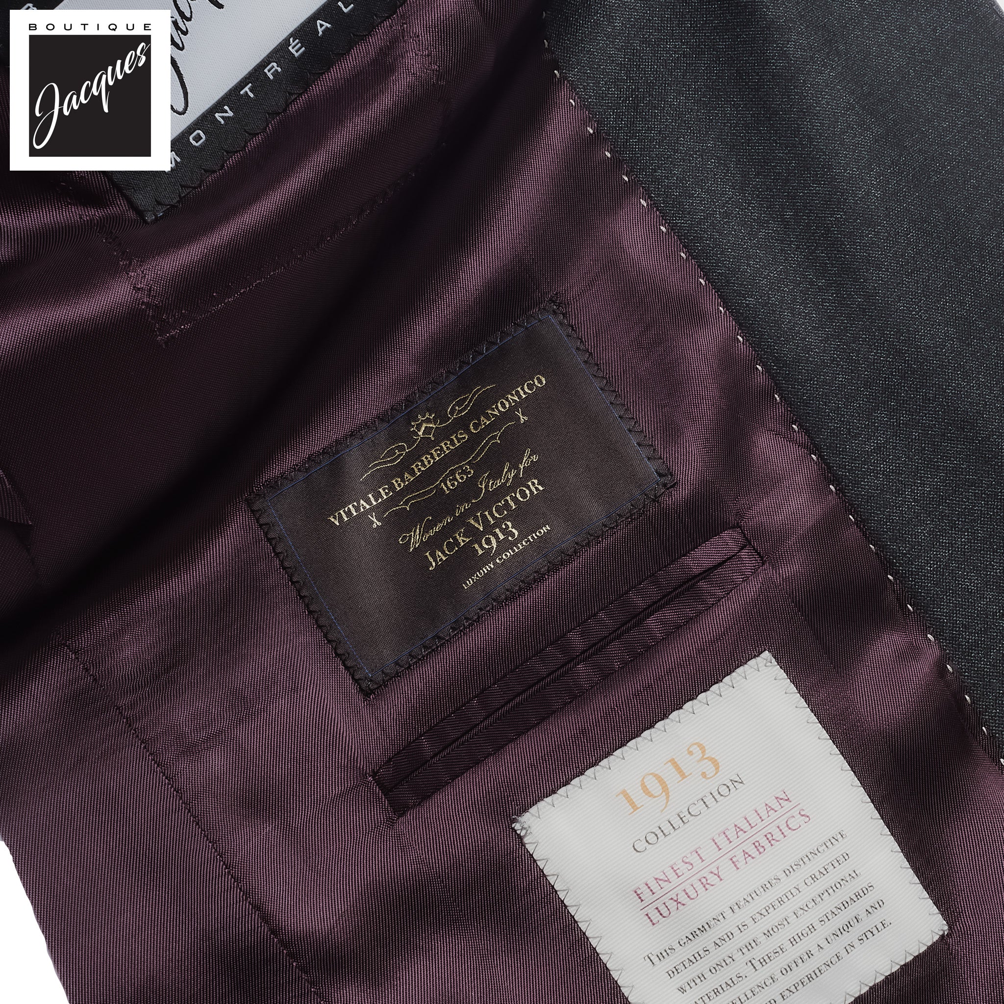 Charcoal Gray Solid Barberis Wool Essence Modern Fit Suit - Jack Victor 1913 - Image 5