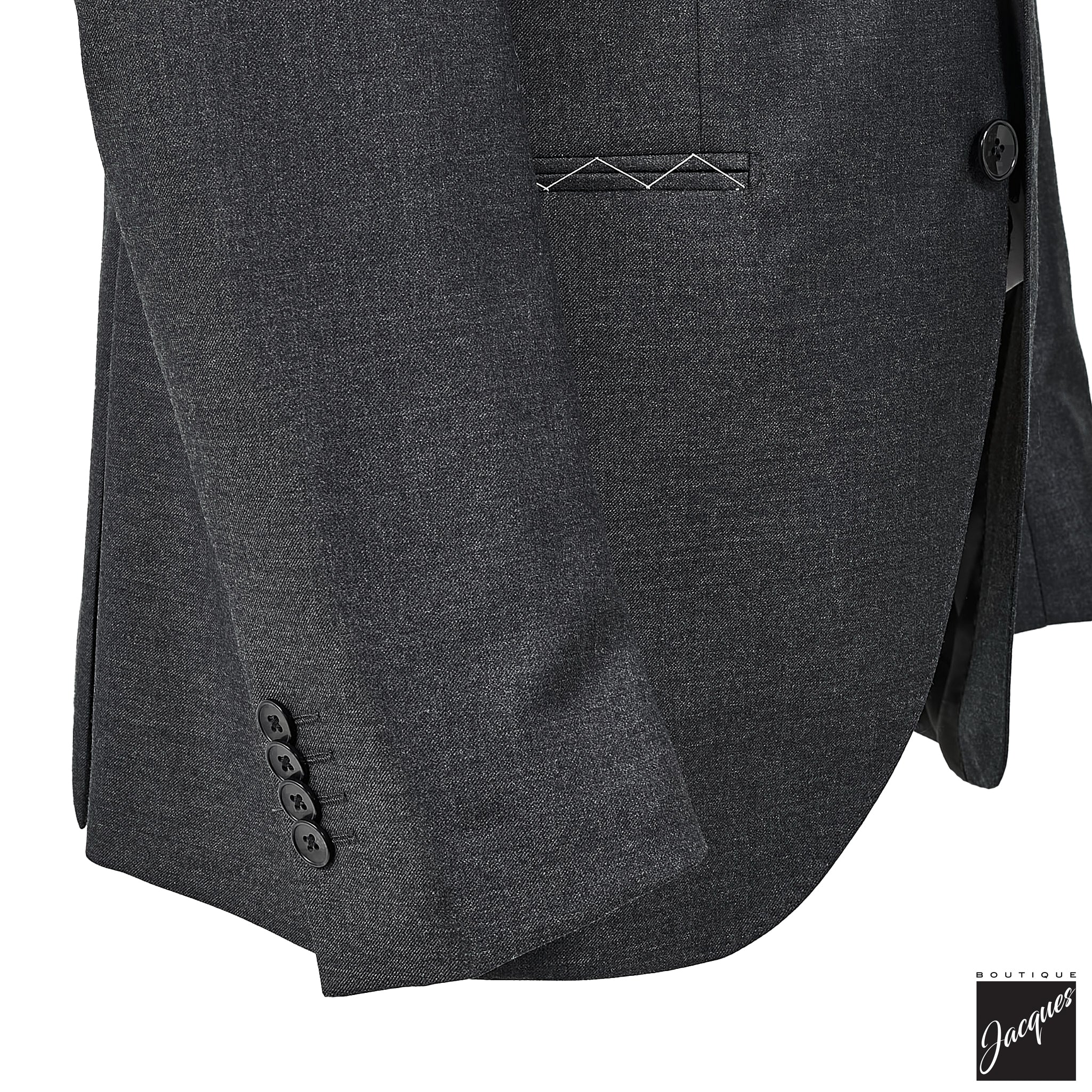 Charcoal Gray Solid Vitale Barberis Slim Fit Suit - Luigi Bianchi - Image 4