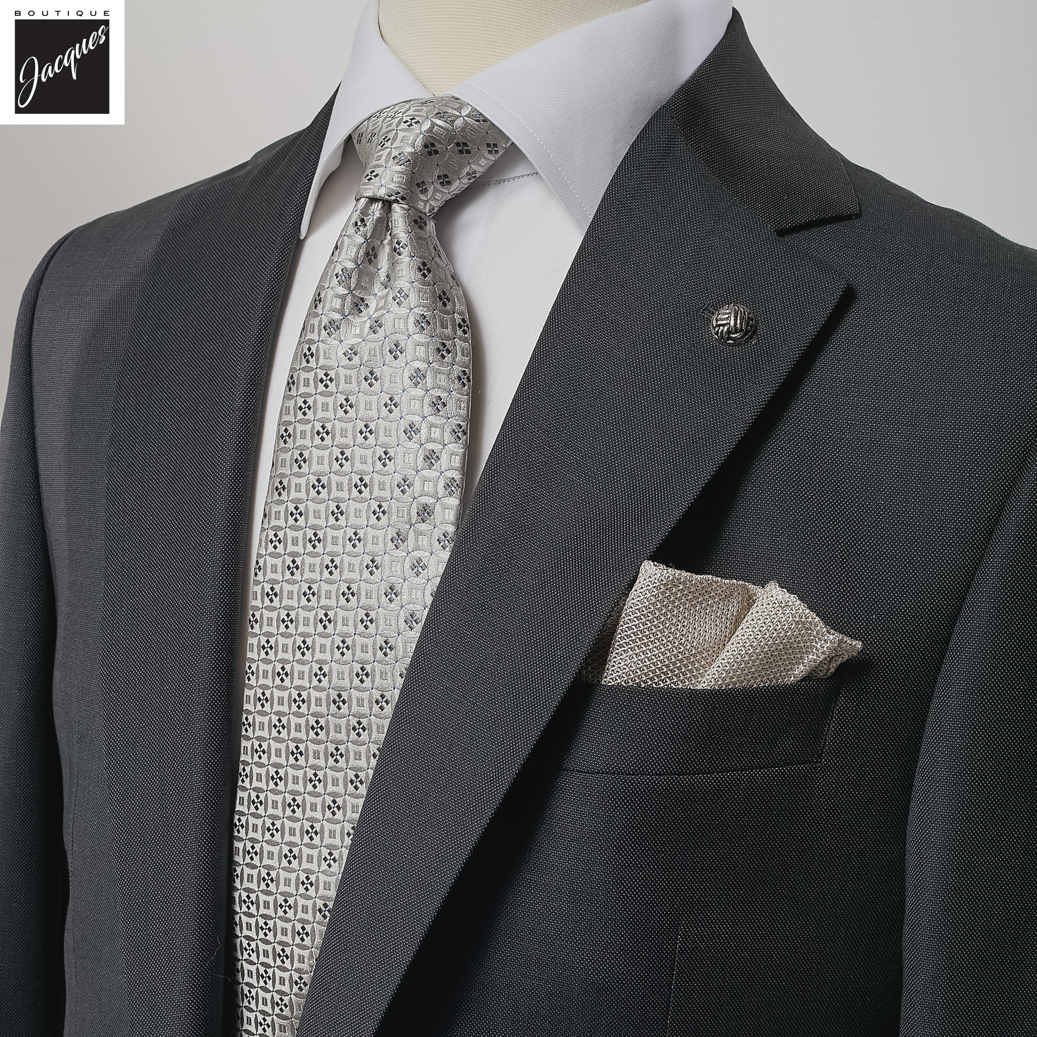 Charcoal Gray Solid Wool Esprit Modern Fit Suit - Jack Victor - Image 3