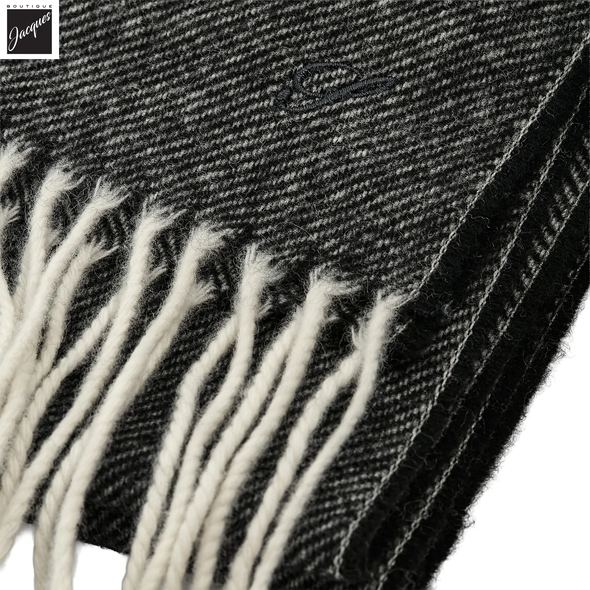 Charcoal Gray Solid Wool Scarf - Stenströms - Image 3