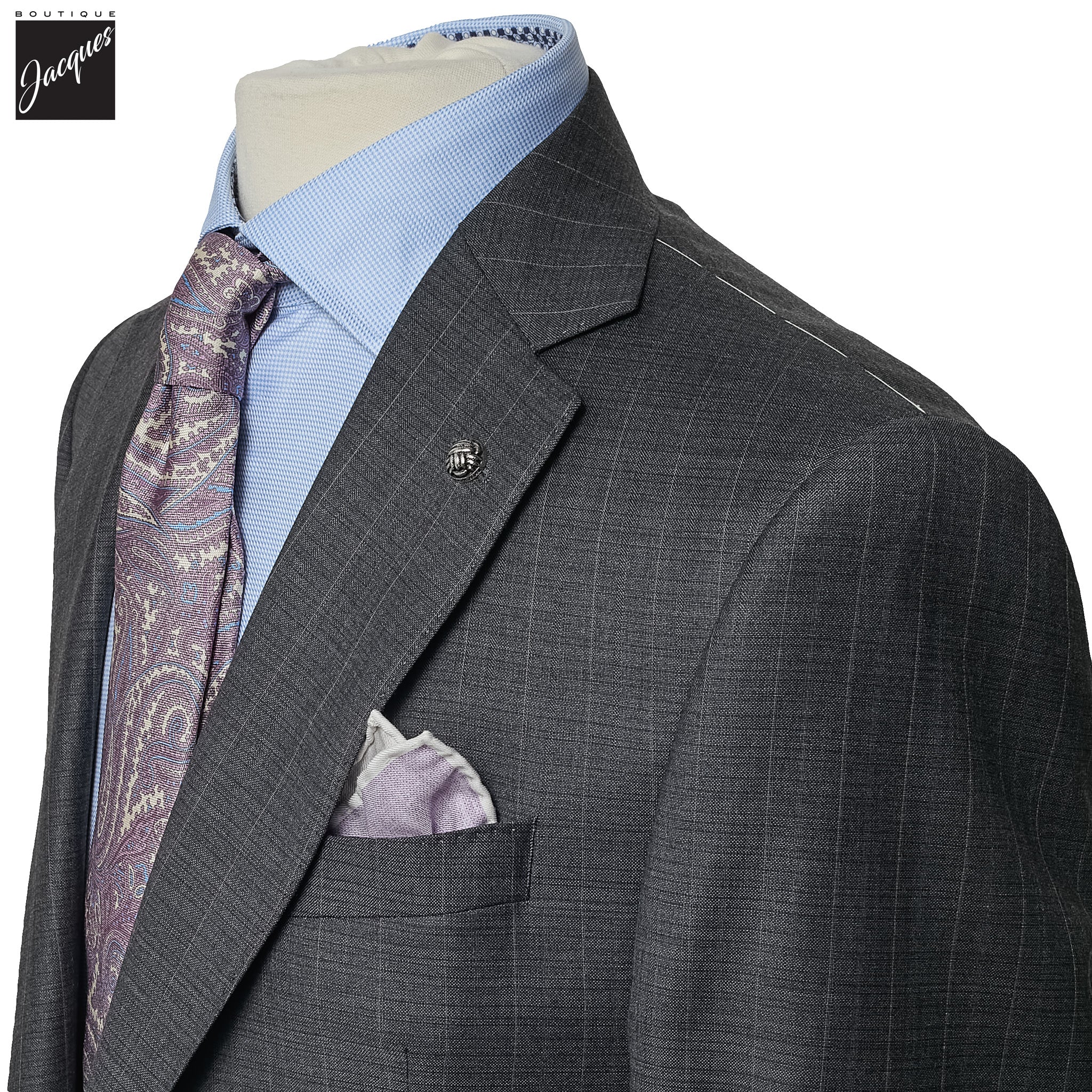 Charcoal Gray Stripe Loro Piana Super 150 Wool Essence Modern Fit Suit - Jack Victor 1913 - Image 2